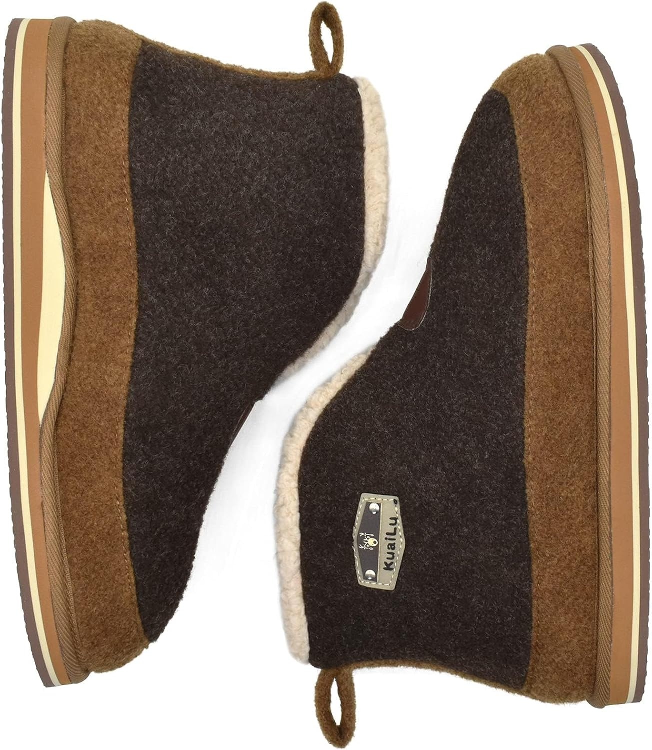image:imageKuaiLu Mens Slippers Booties With Plush Lining Winter Warm House ShoesBrown