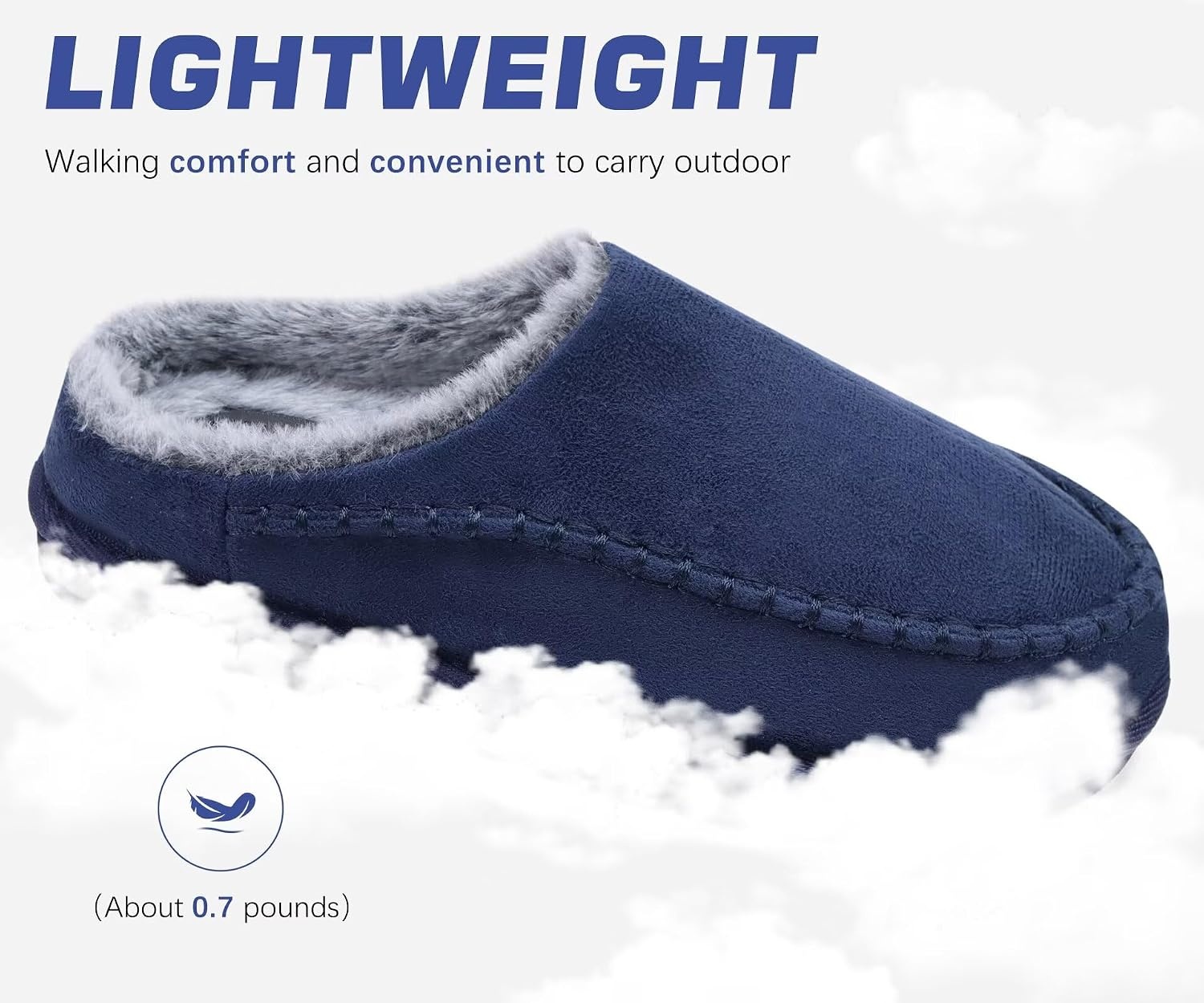 image:imageKuaiLu Mens Slippers Orthopedic Arch Support Suede Fluff Plush Home ShoesBlue