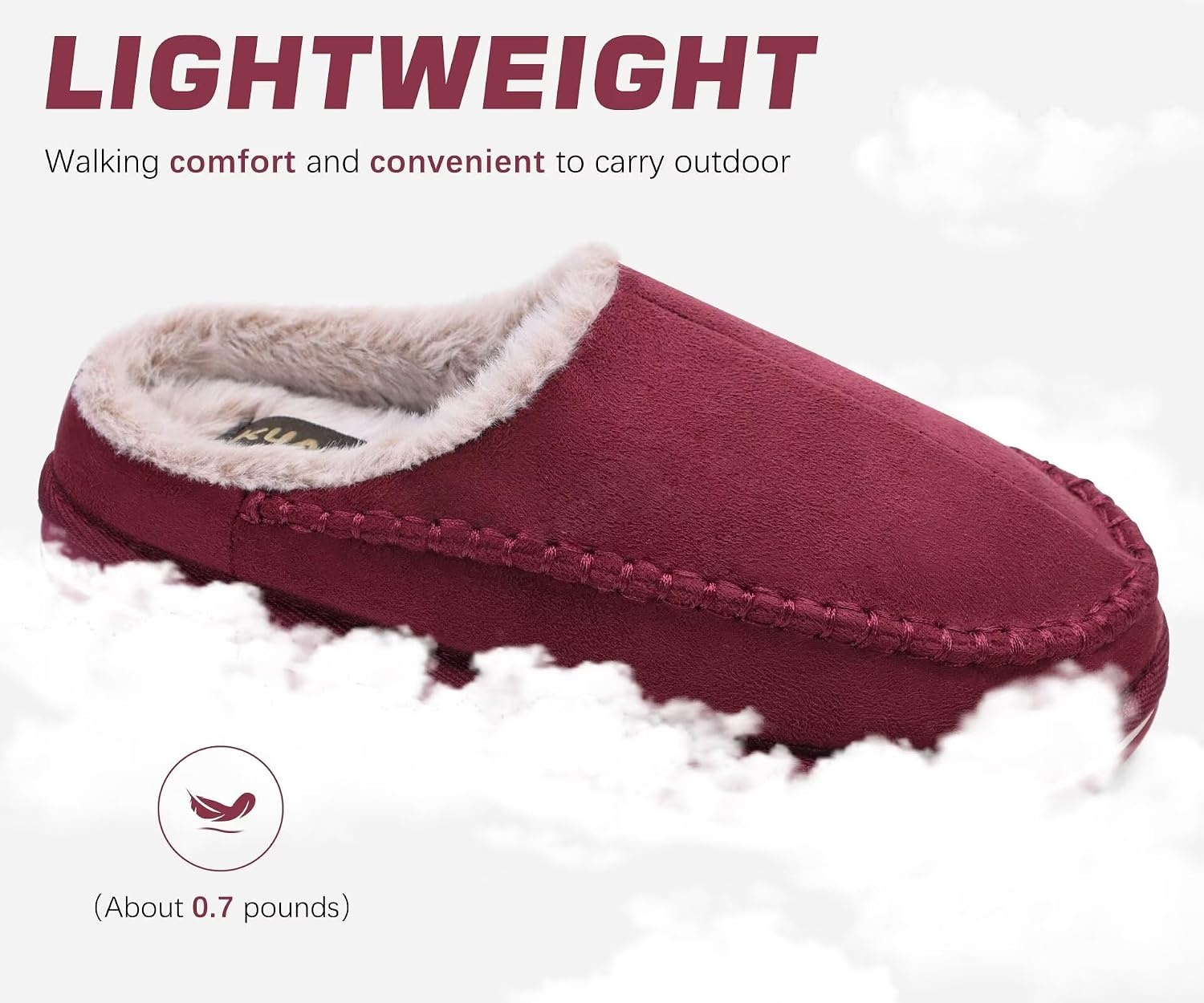image:imageKuaiLu Mens Slippers Orthopedic Arch Support Suede Fluff Plush Home ShoesRed