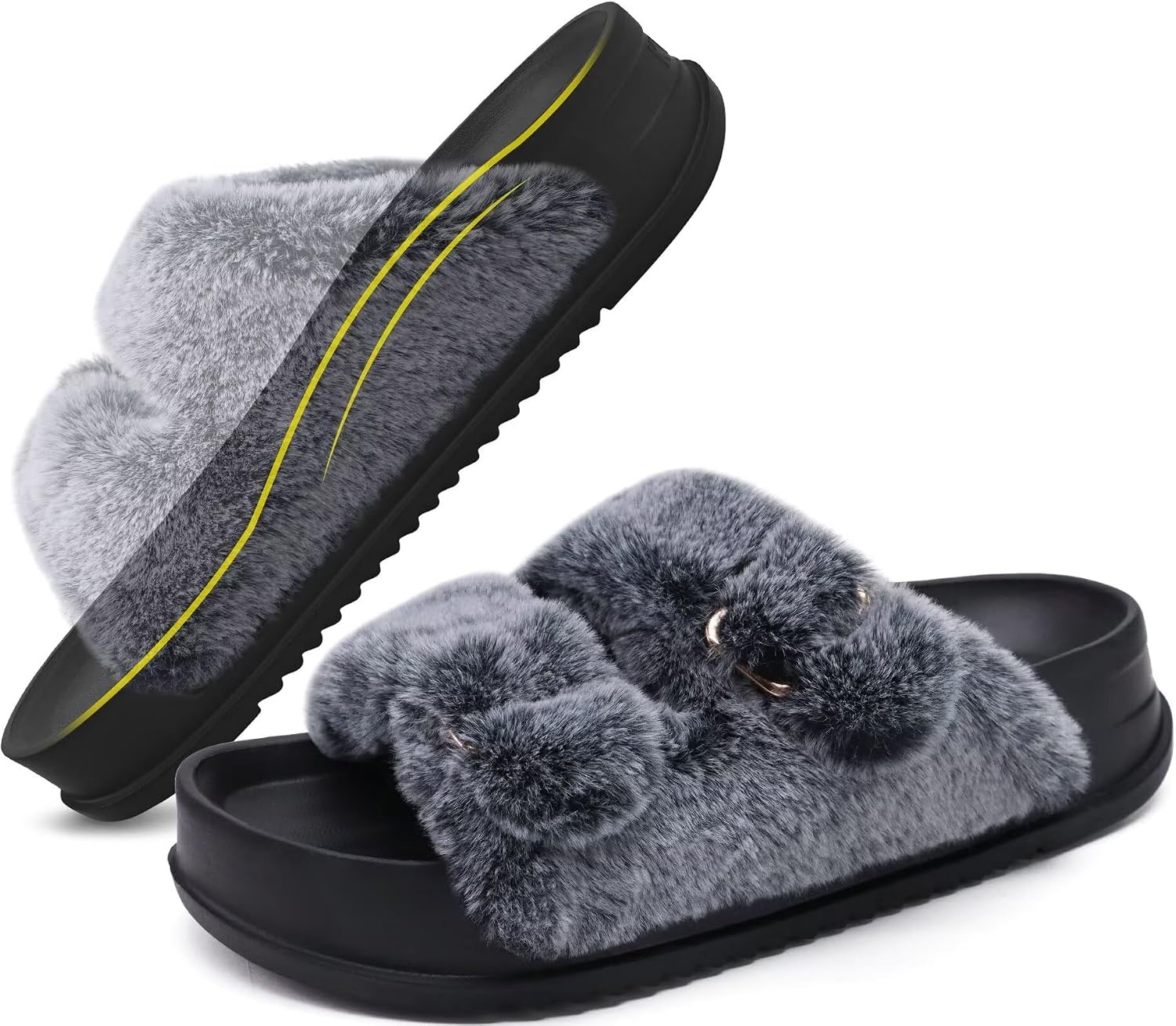 image:imageKuaiLu Womens Arch Support Slides Slippers Indoor Outdoor Casual OutfitsVogue Black Tip Dyeing