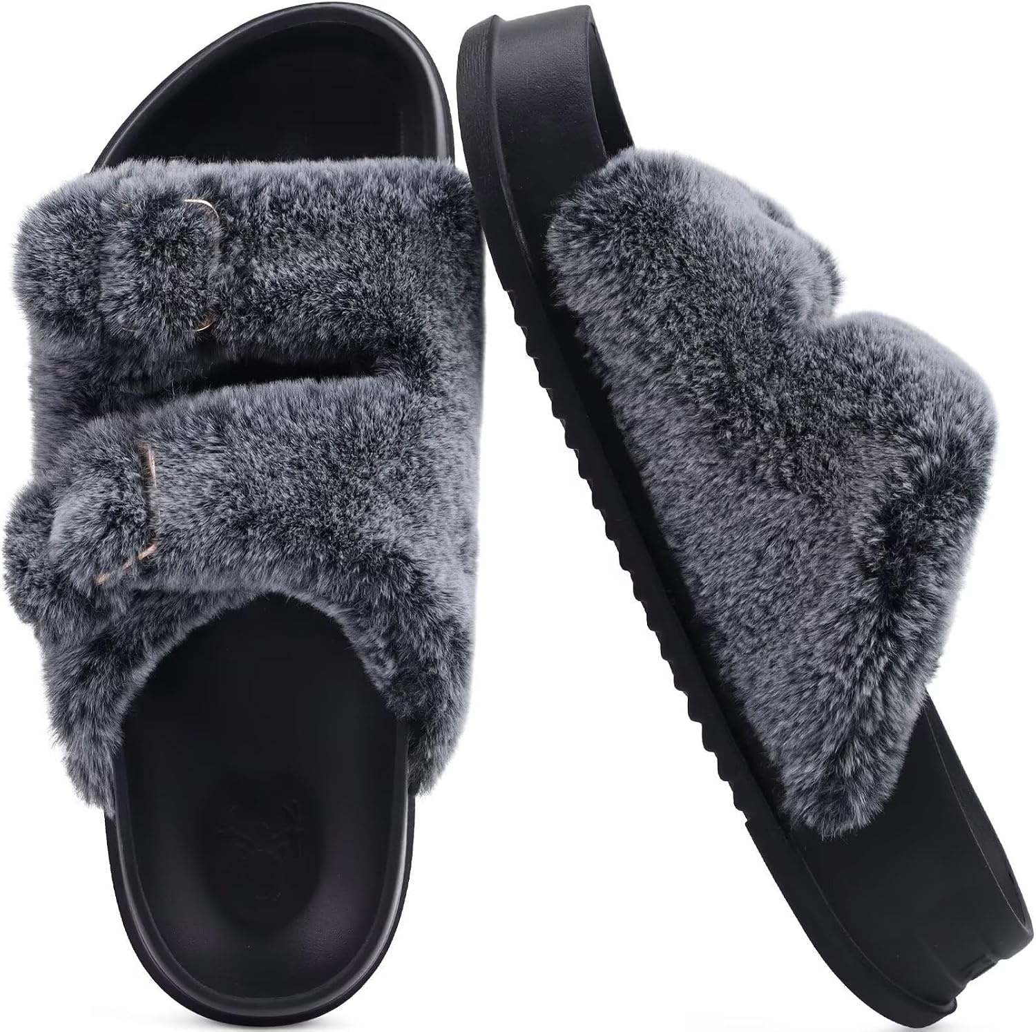 image:imageKuaiLu Womens Arch Support Slides Slippers Indoor Outdoor Casual OutfitsVogue Black Tip Dyeing