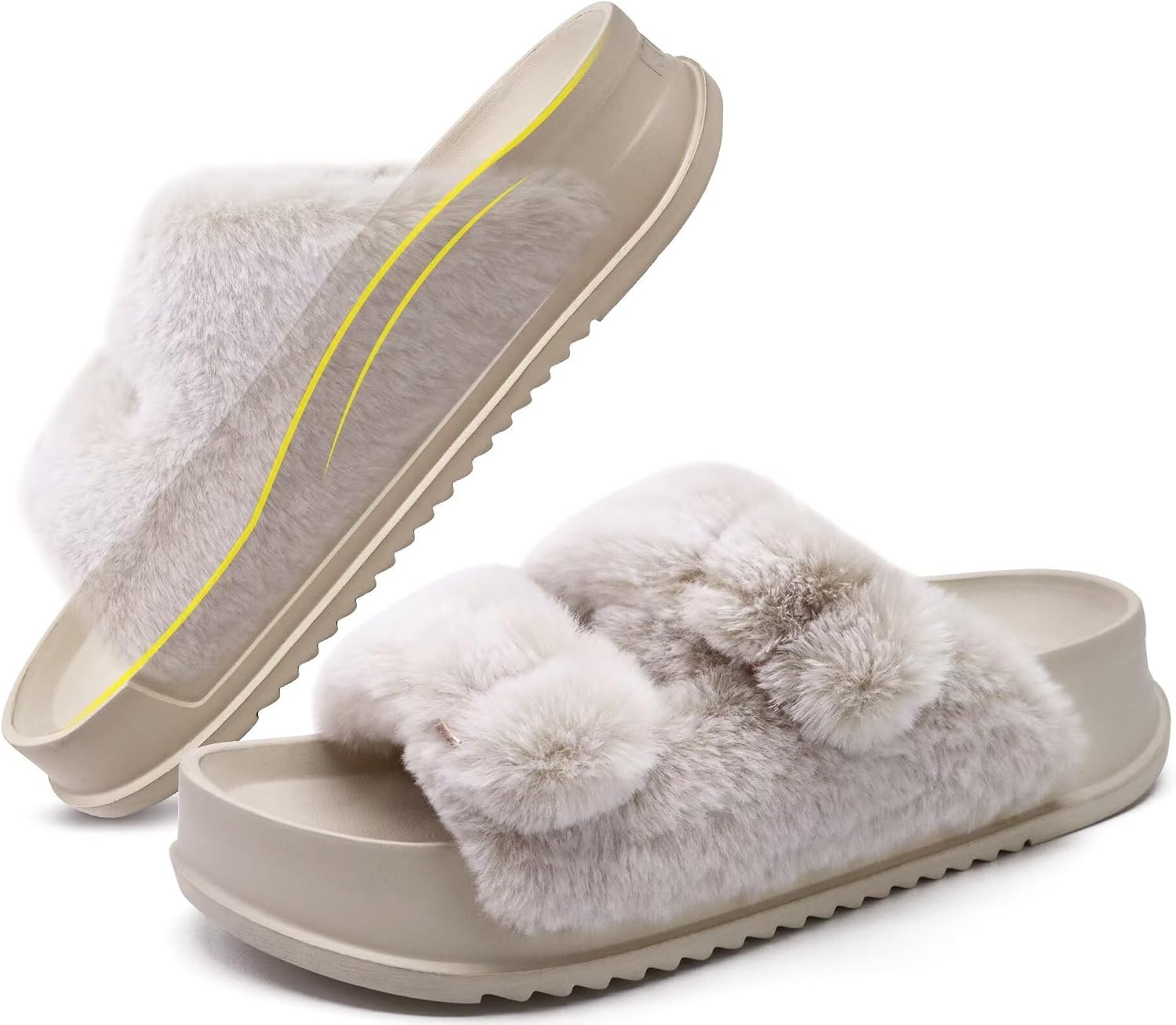 image:imageKuaiLu Womens Arch Support Slides Slippers Indoor Outdoor Casual OutfitsWhite Tip Dyeing