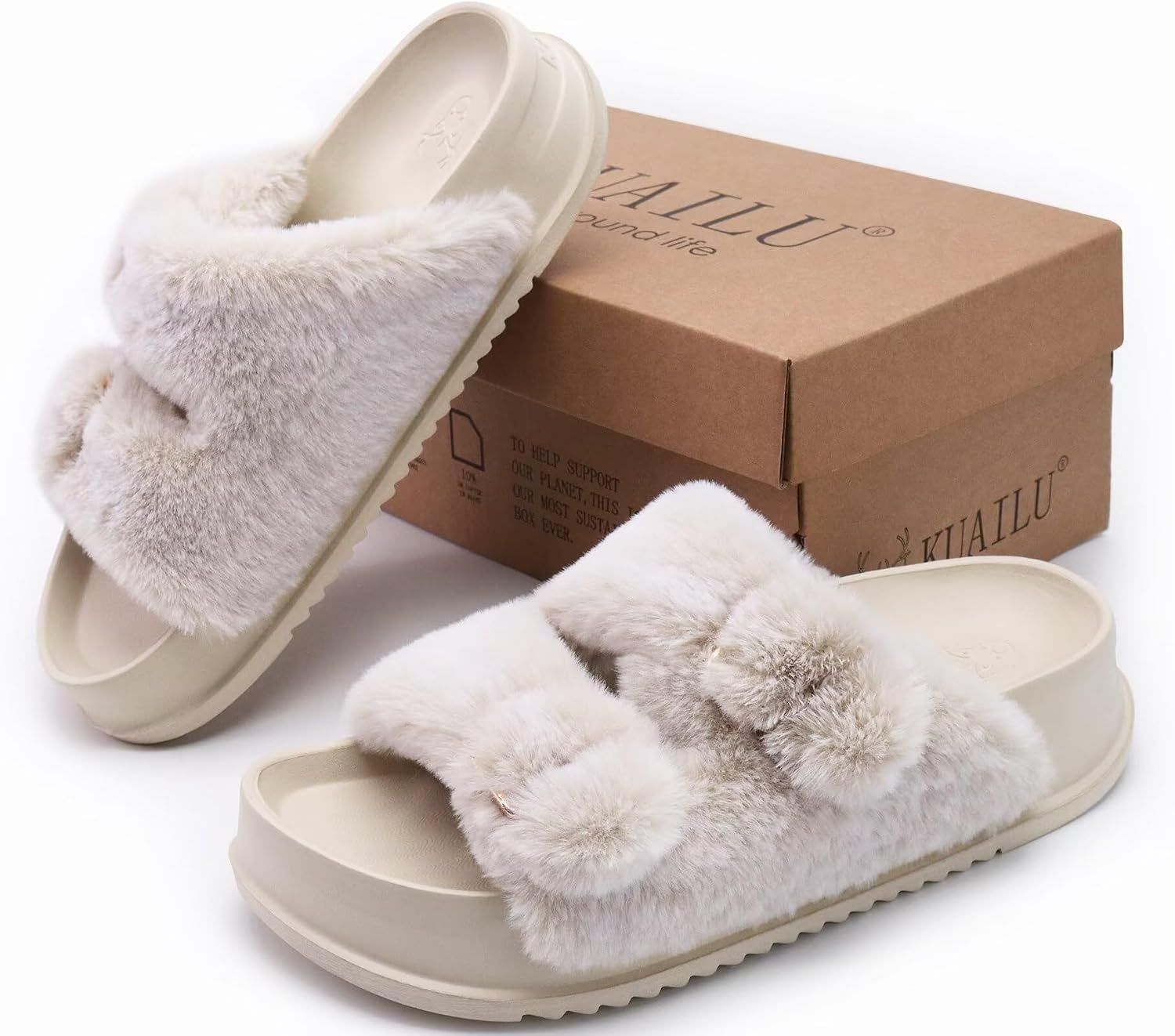 image:imageKuaiLu Womens Arch Support Slides Slippers Indoor Outdoor Casual OutfitsWhite Tip Dyeing
