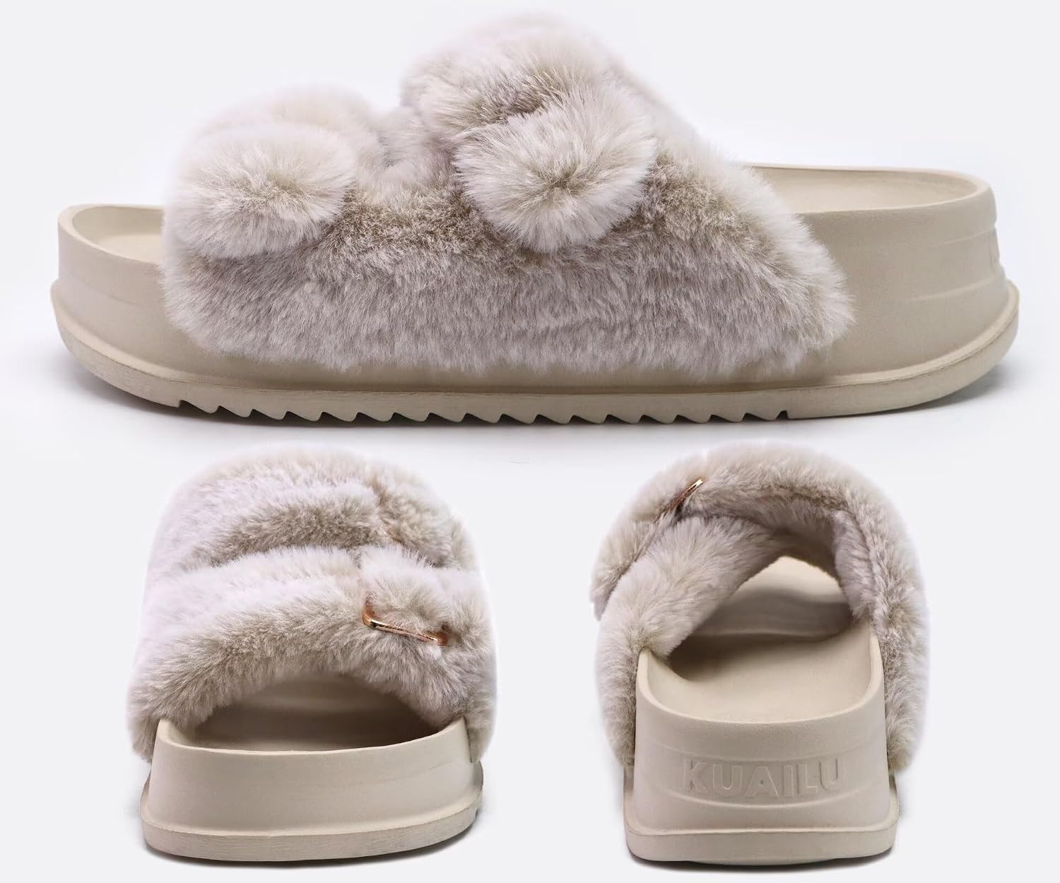 image:imageKuaiLu Womens Arch Support Slides Slippers Indoor Outdoor Casual OutfitsWhite Tip Dyeing