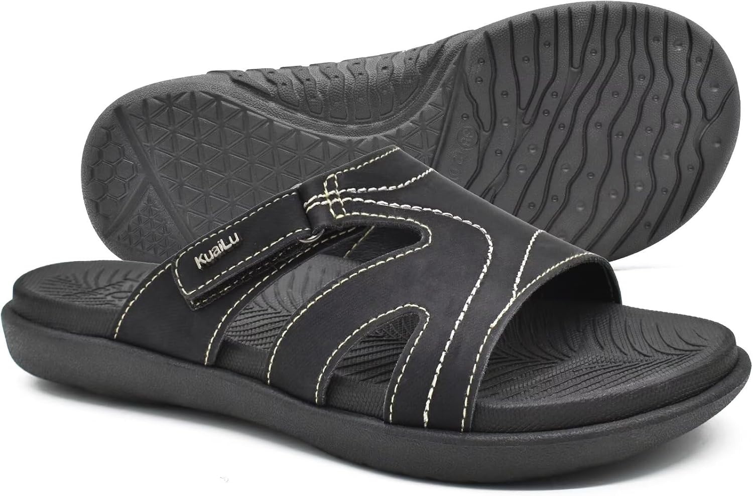 image:imageKuaiLu Womens Fashion Orthotic Slides Arch Support Slip On Walking SandalsBlack