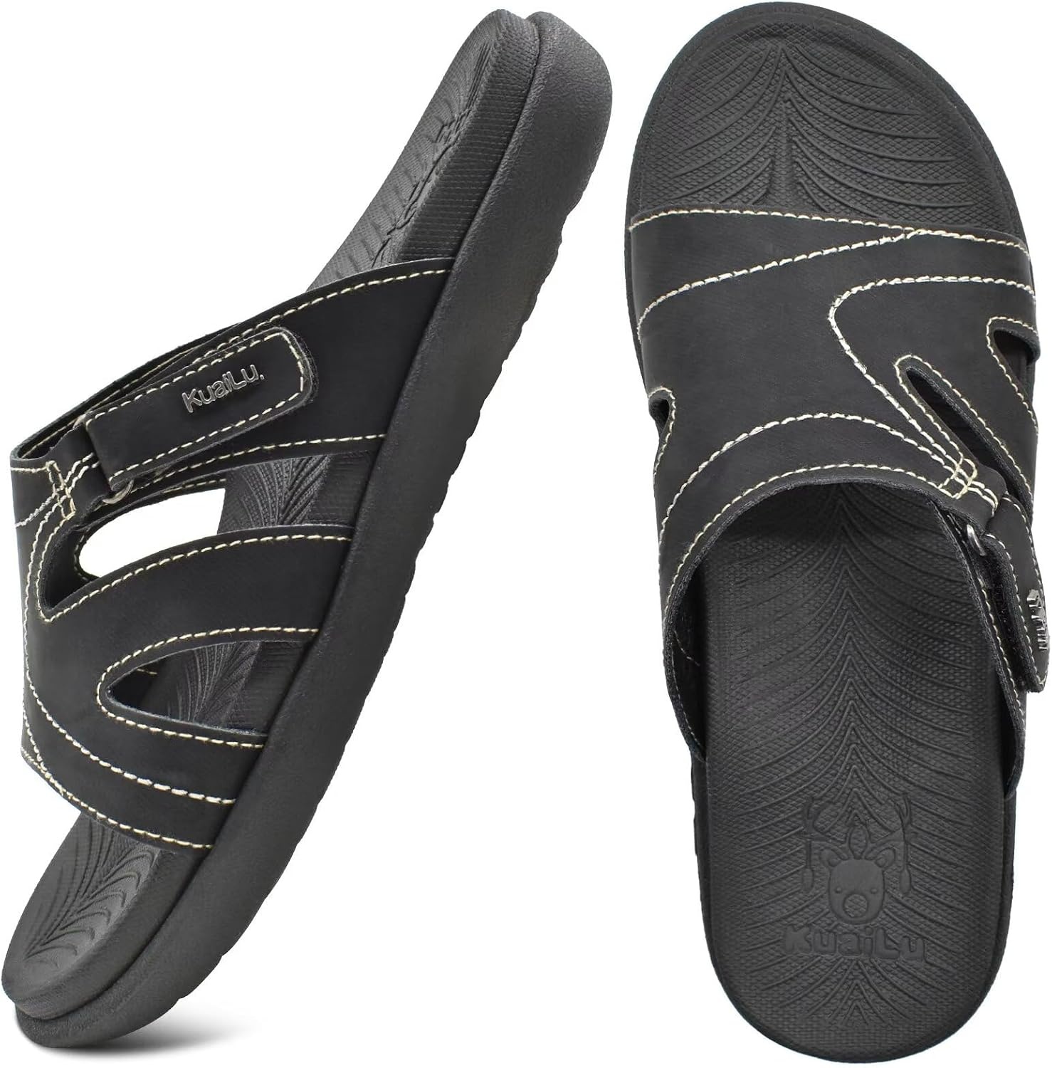 image:imageKuaiLu Womens Fashion Orthotic Slides Arch Support Slip On Walking SandalsBlack