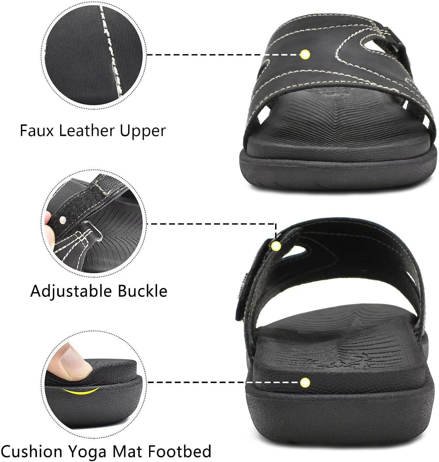 image:imageKuaiLu Womens Fashion Orthotic Slides Arch Support Slip On Walking SandalsBlack