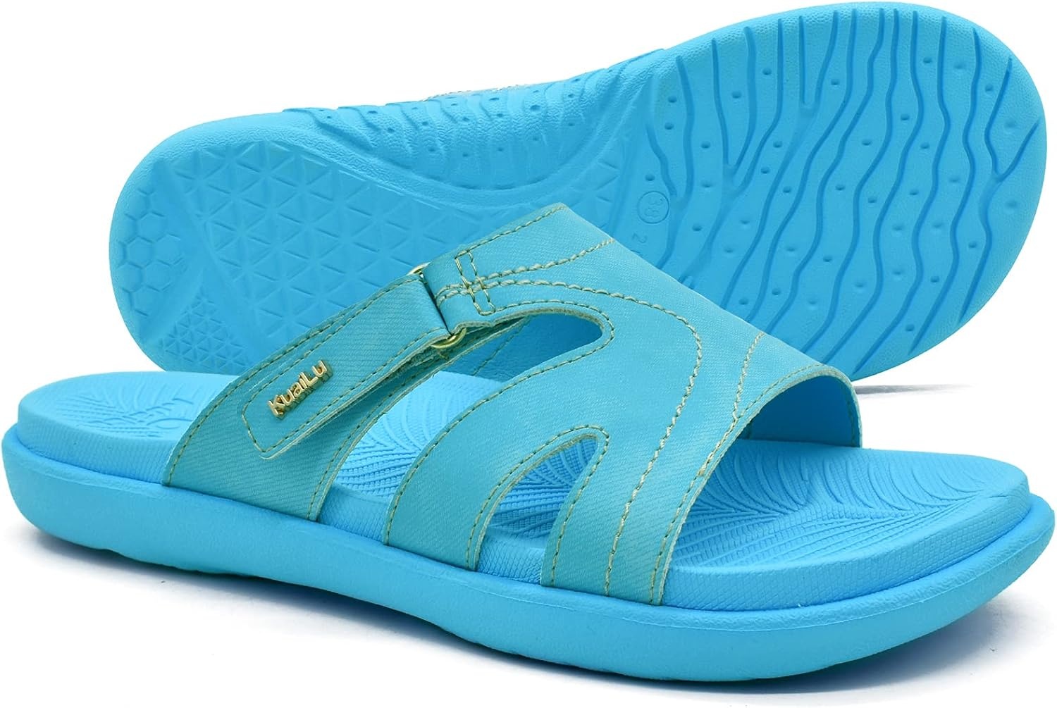 image:imageKuaiLu Womens Fashion Orthotic Slides Arch Support Slip On Walking SandalsBlue