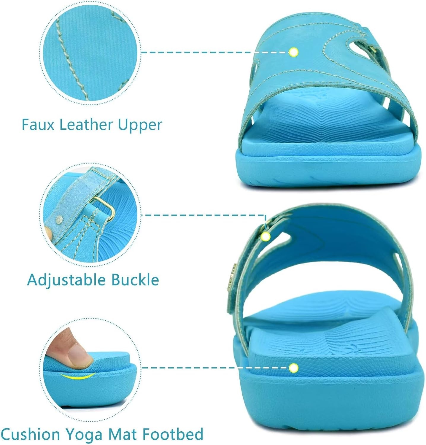 image:imageKuaiLu Womens Fashion Orthotic Slides Arch Support Slip On Walking SandalsBlue