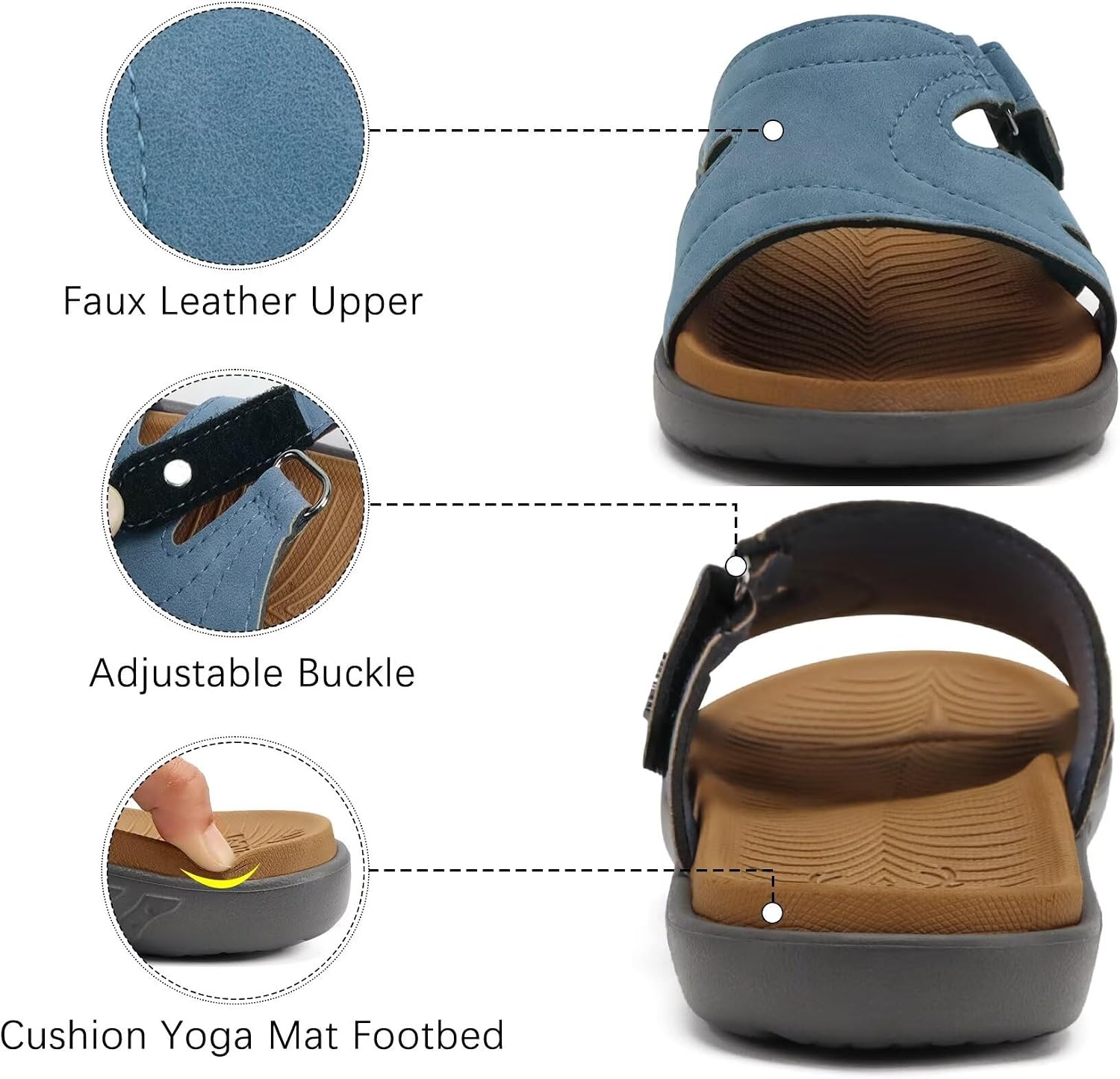 image:imageKuaiLu Womens Fashion Orthotic Slides Arch Support Slip On Walking SandalsDenim Blue