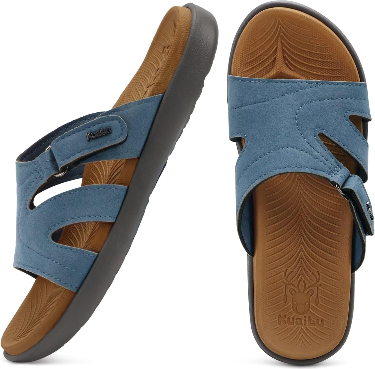 image:imageKuaiLu Womens Fashion Orthotic Slides Arch Support Slip On Walking SandalsDenim Blue