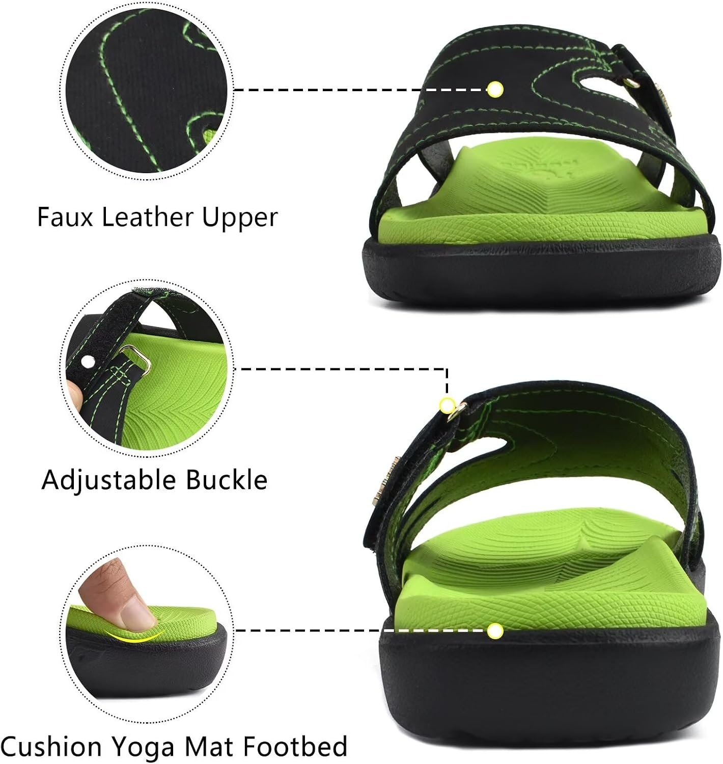 image:imageKuaiLu Womens Fashion Orthotic Slides Arch Support Slip On Walking SandalsGreen