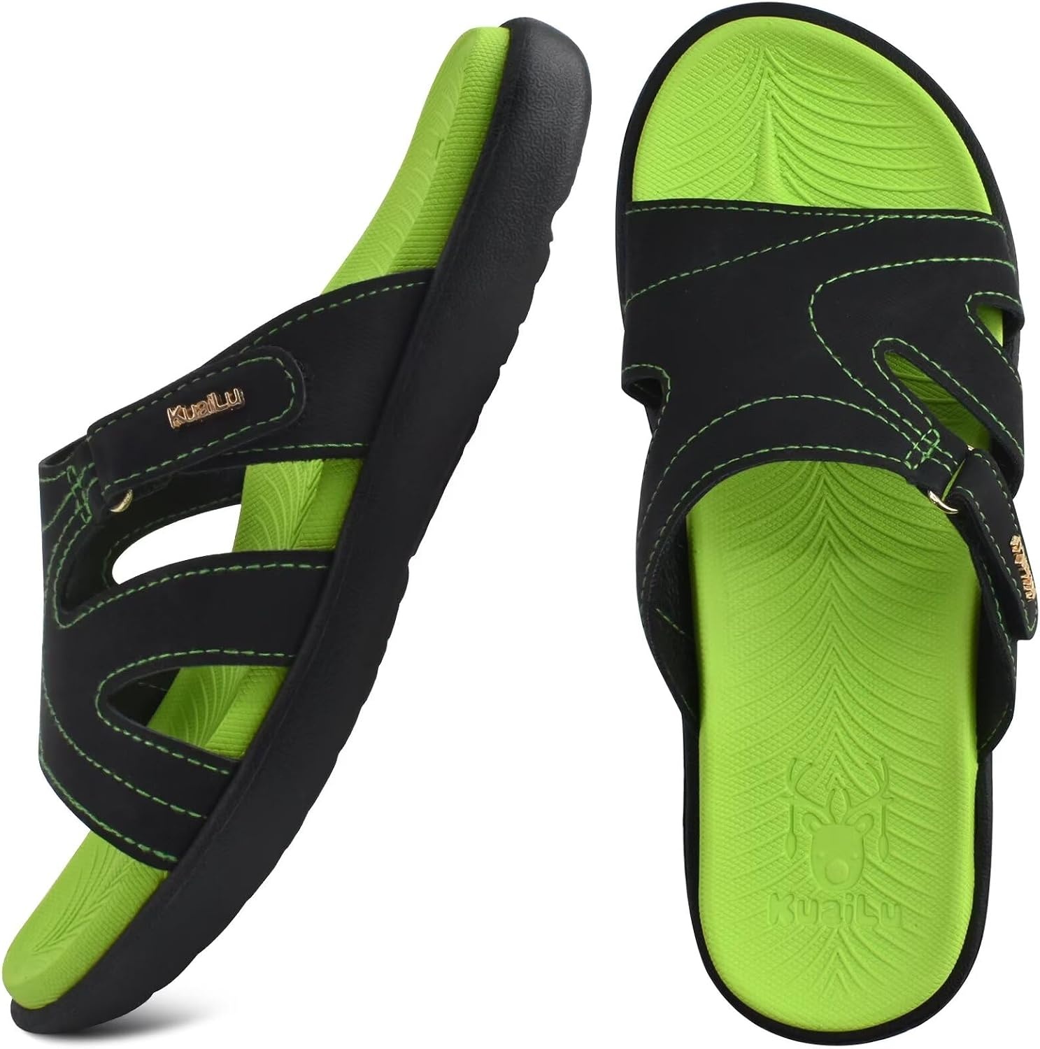image:imageKuaiLu Womens Fashion Orthotic Slides Arch Support Slip On Walking SandalsGreen