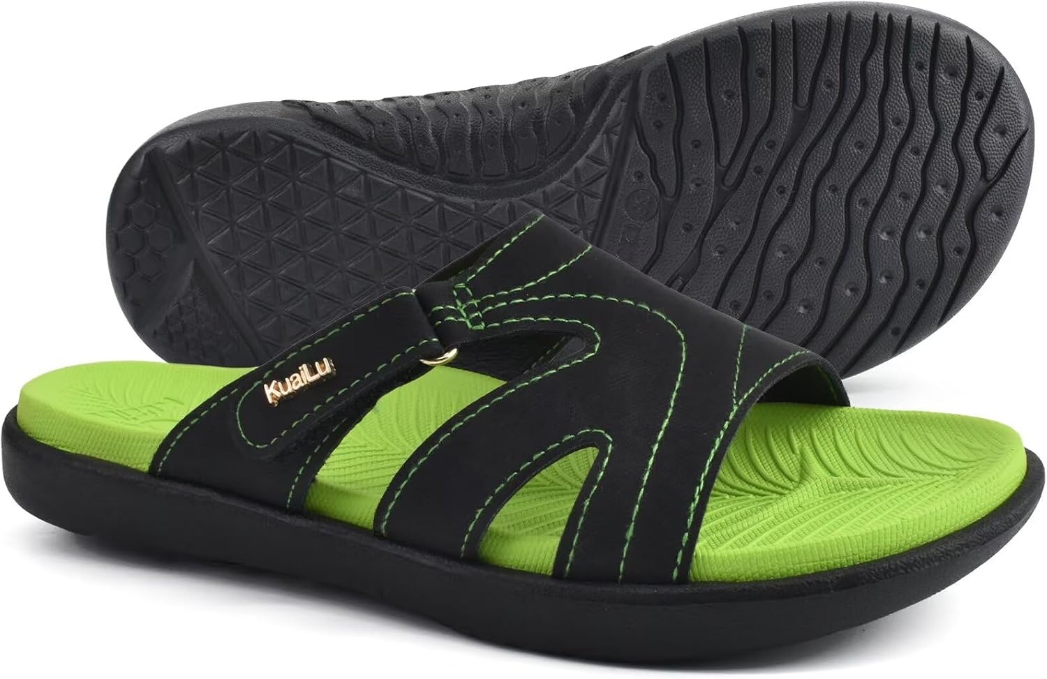 image:imageKuaiLu Womens Fashion Orthotic Slides Arch Support Slip On Walking SandalsGreen