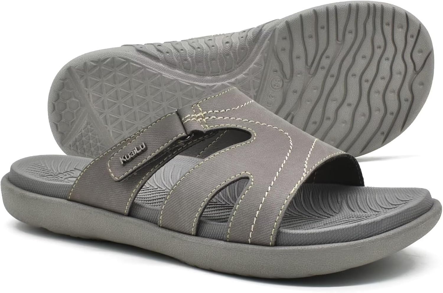image:imageKuaiLu Womens Fashion Orthotic Slides Arch Support Slip On Walking SandalsGrey