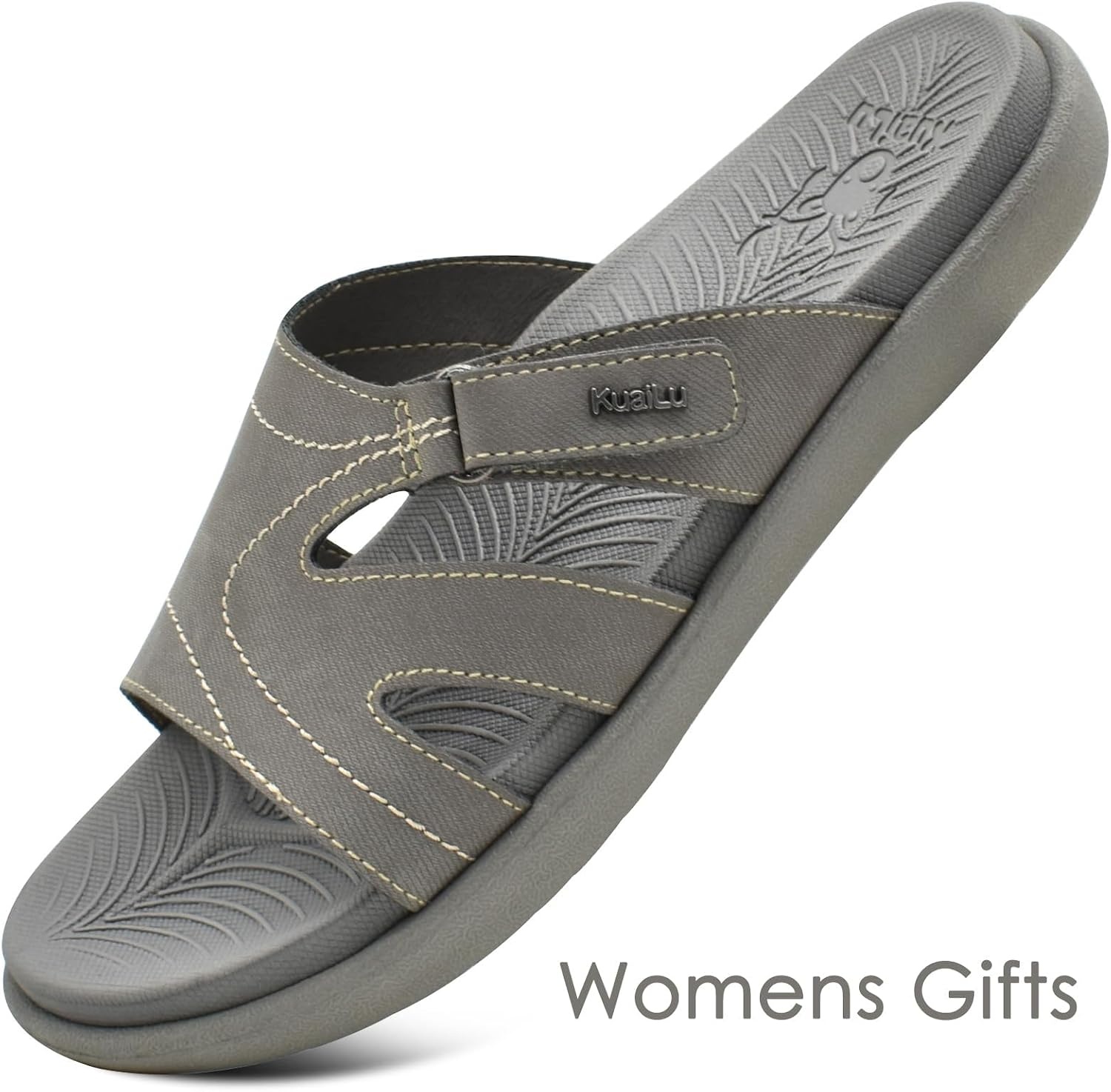 image:imageKuaiLu Womens Fashion Orthotic Slides Arch Support Slip On Walking SandalsGrey