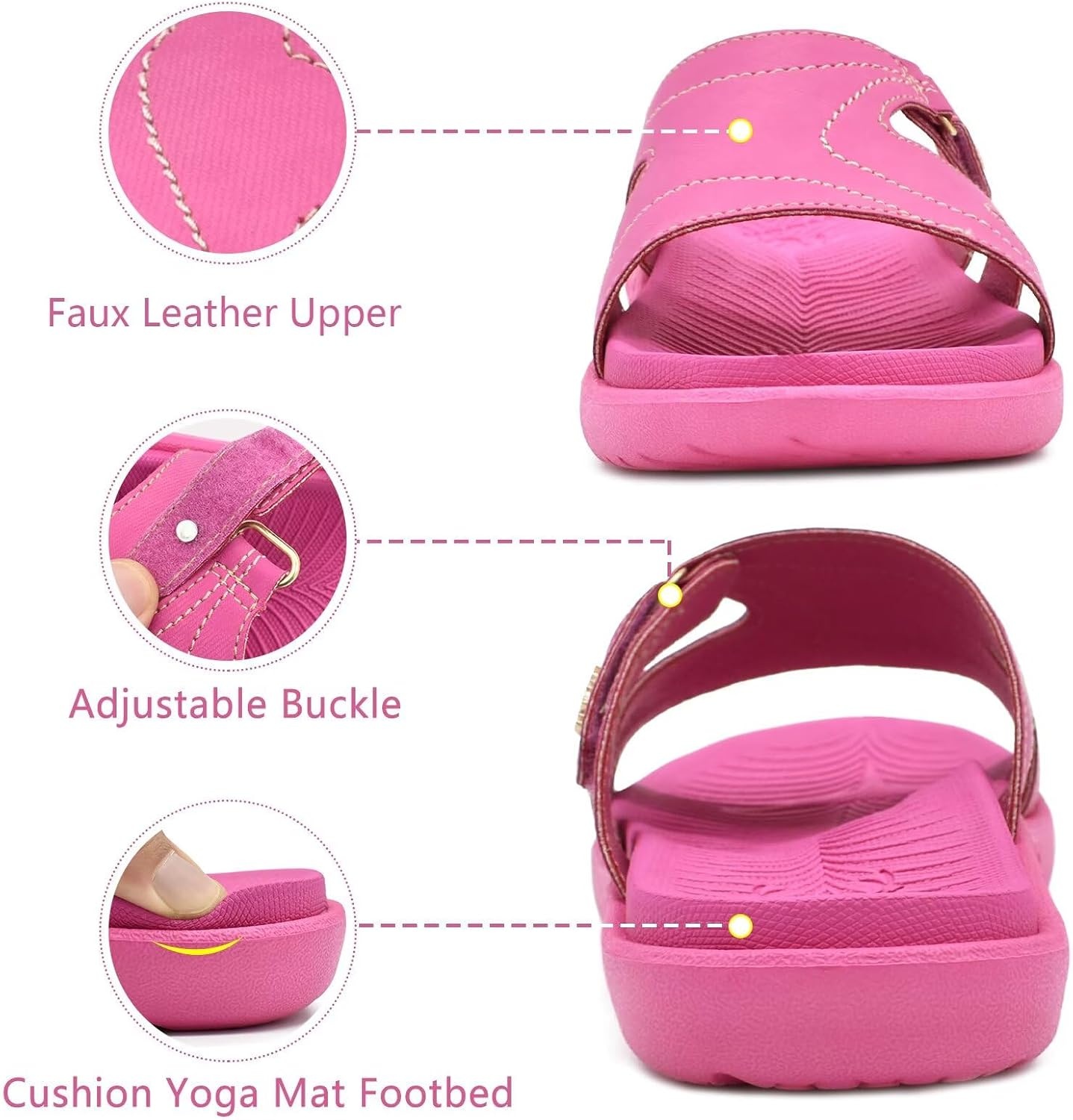 image:imageKuaiLu Womens Fashion Orthotic Slides Arch Support Slip On Walking SandalsHot Pink