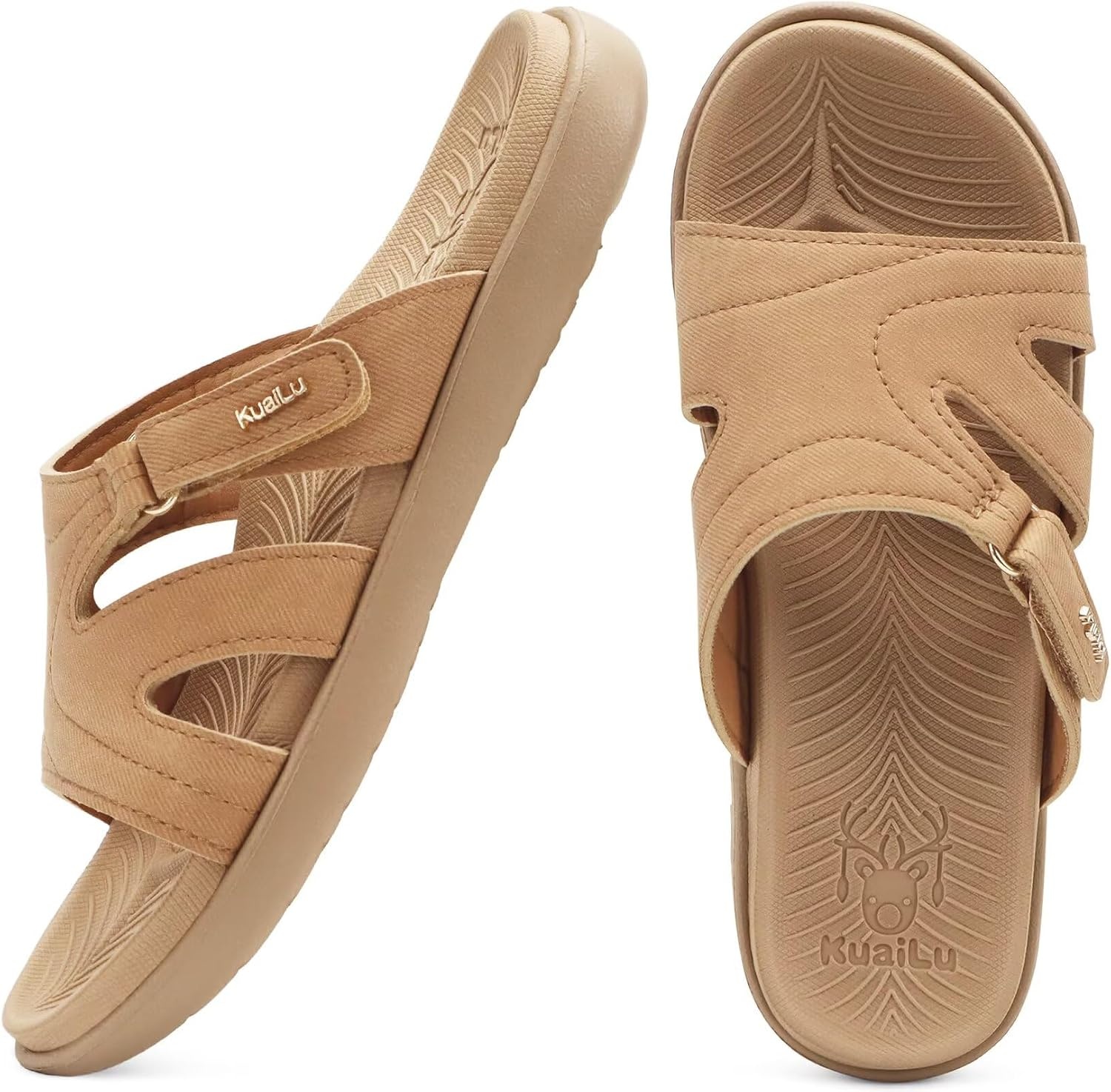 image:imageKuaiLu Womens Fashion Orthotic Slides Arch Support Slip On Walking SandalsNude