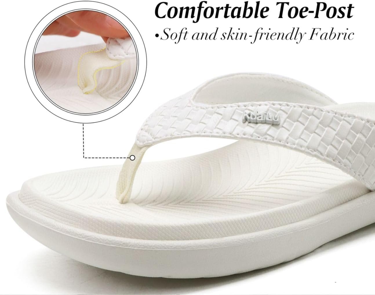 image:imageKuaiLu Womens Flip Flops Arch Support Yoga Mat Cushioned Thong SandalsAll White