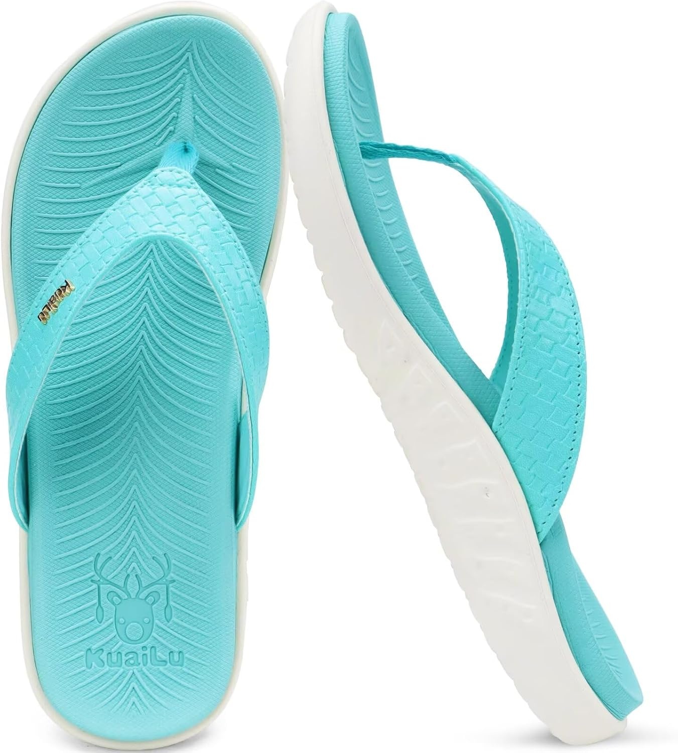 image:imageKuaiLu Womens Flip Flops Arch Support Yoga Mat Cushioned Thong SandalsAqua Blue