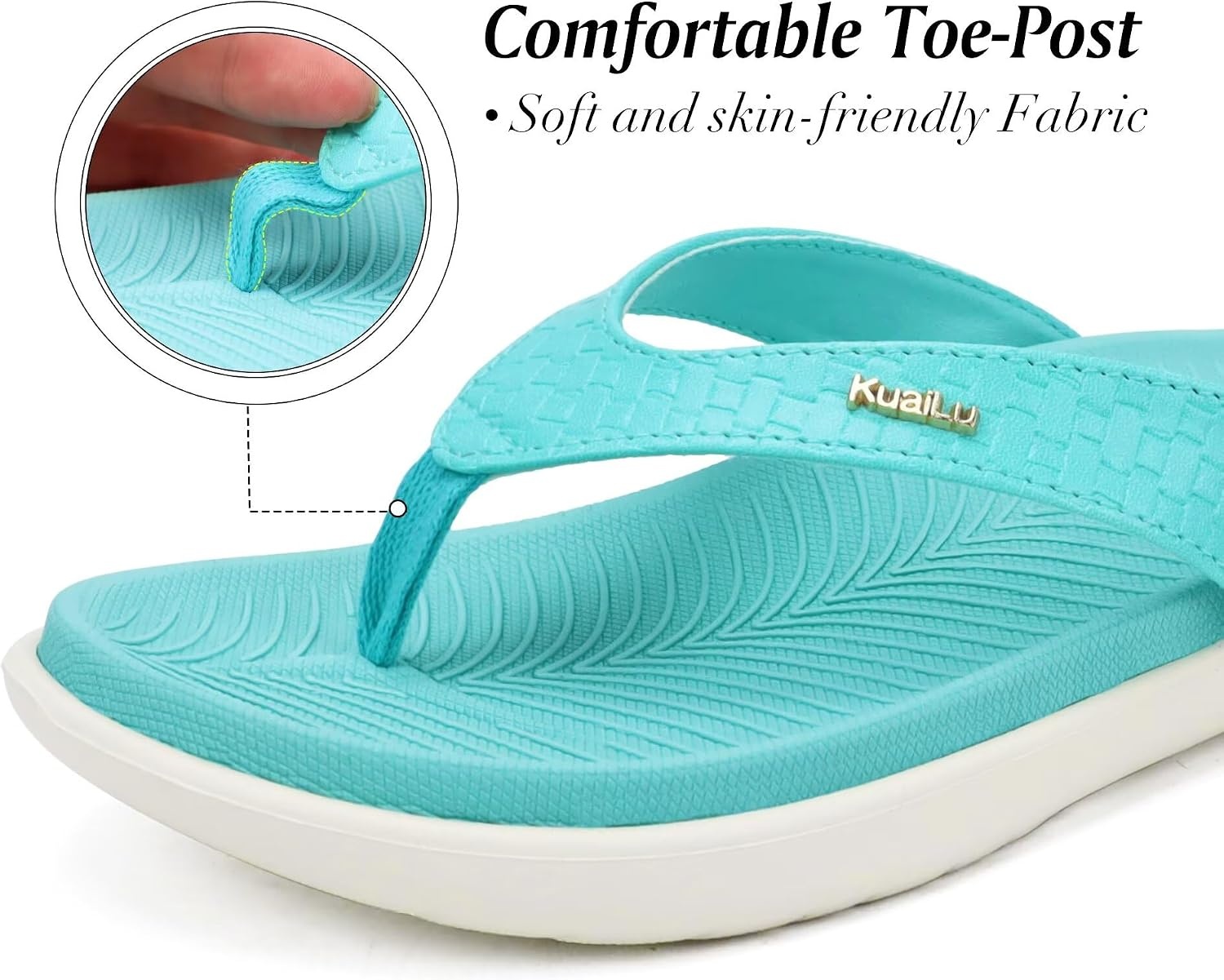 image:imageKuaiLu Womens Flip Flops Arch Support Yoga Mat Cushioned Thong SandalsAqua Blue