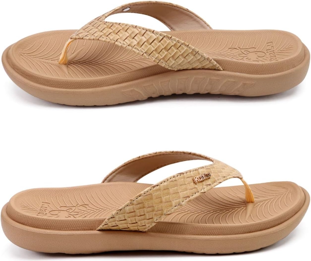 image:imageKuaiLu Womens Flip Flops Arch Support Yoga Mat Cushioned Thong SandalsBeige
