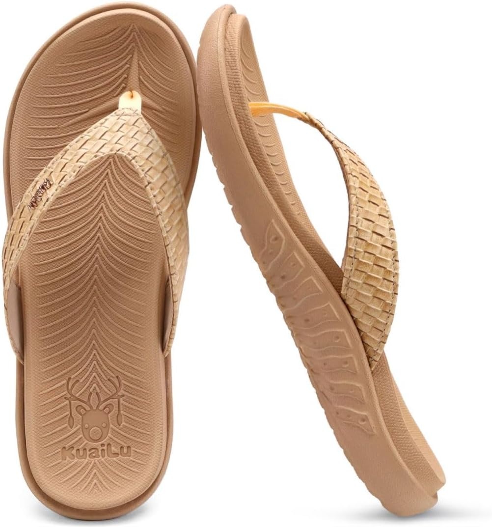 image:imageKuaiLu Womens Flip Flops Arch Support Yoga Mat Cushioned Thong SandalsBeige