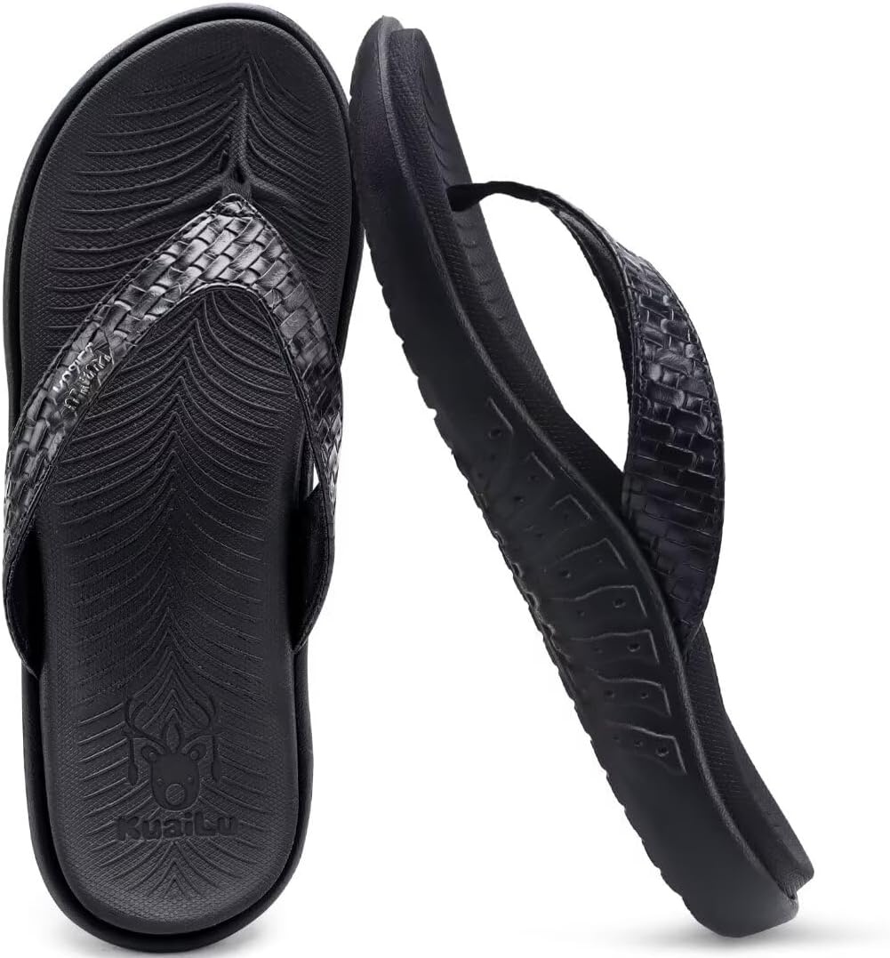 image:imageKuaiLu Womens Flip Flops Arch Support Yoga Mat Cushioned Thong SandalsBlack
