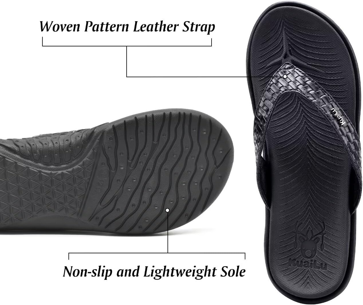 image:imageKuaiLu Womens Flip Flops Arch Support Yoga Mat Cushioned Thong SandalsBlack