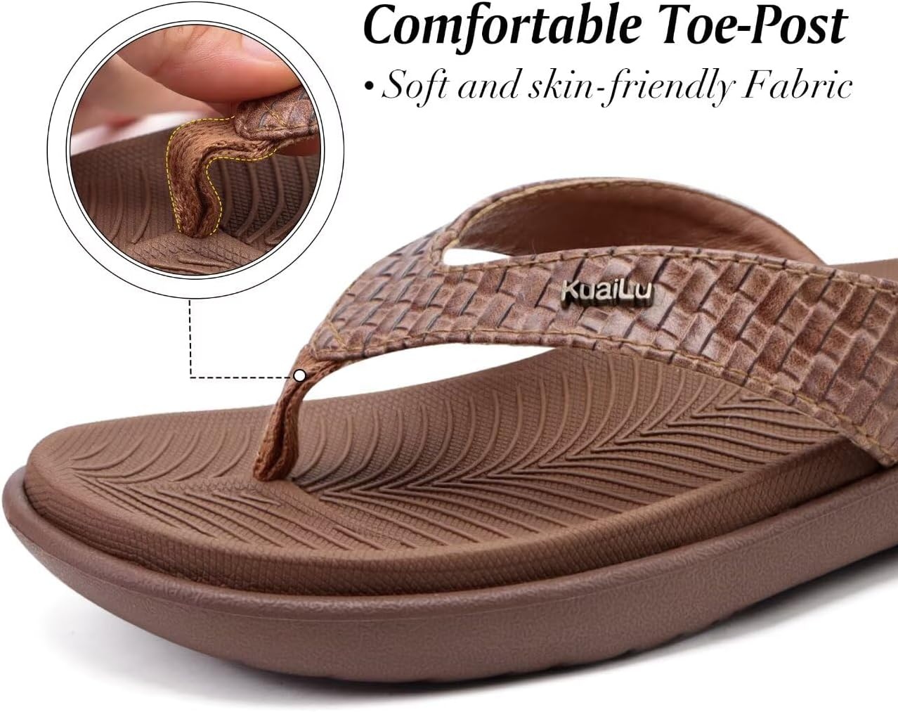 image:imageKuaiLu Womens Flip Flops Arch Support Yoga Mat Cushioned Thong SandalsCoffee Brown
