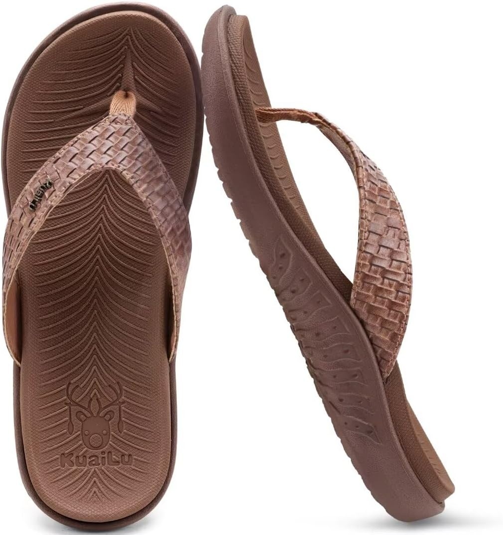 image:imageKuaiLu Womens Flip Flops Arch Support Yoga Mat Cushioned Thong SandalsCoffee Brown