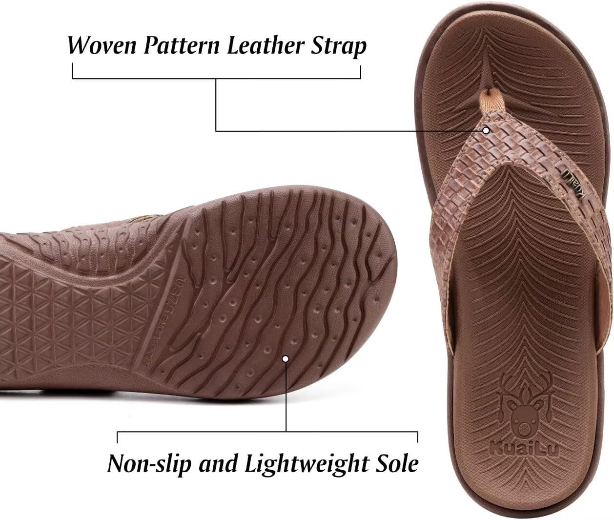 image:imageKuaiLu Womens Flip Flops Arch Support Yoga Mat Cushioned Thong SandalsCoffee Brown