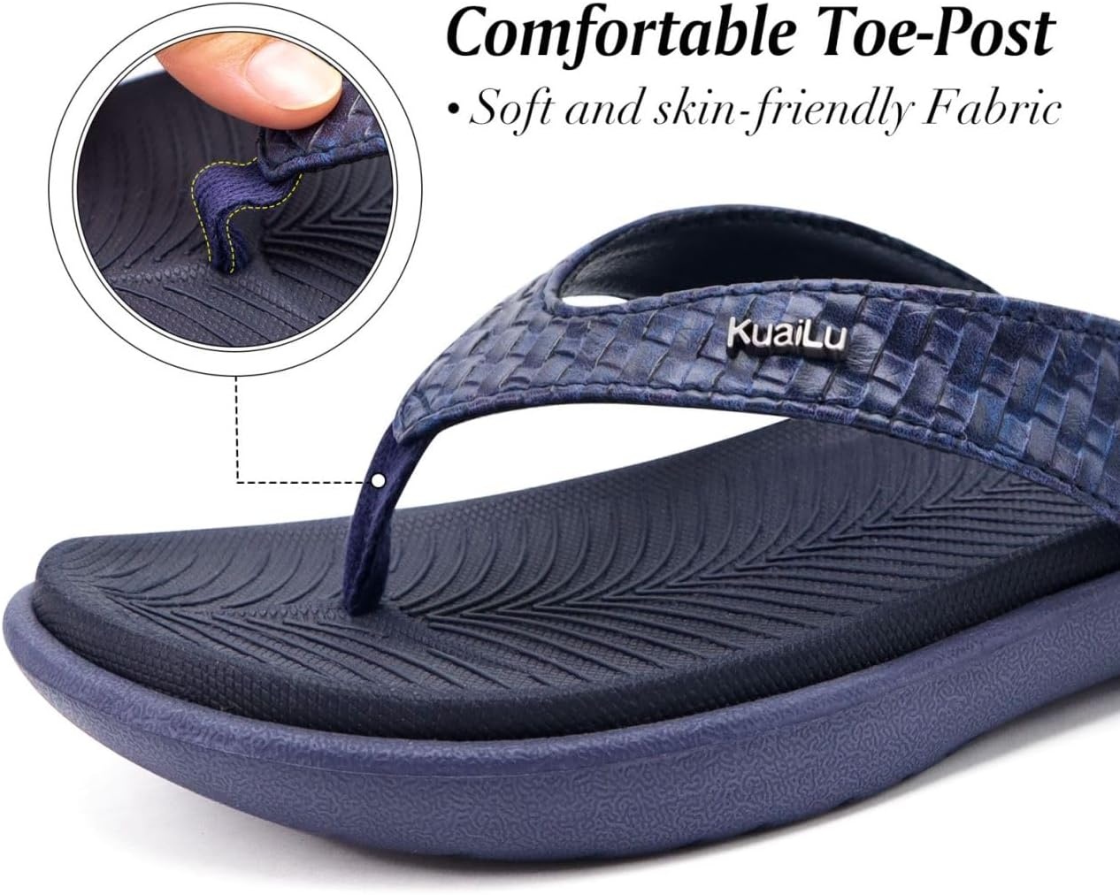 image:imageKuaiLu Womens Flip Flops Arch Support Yoga Mat Cushioned Thong SandalsDark Blue