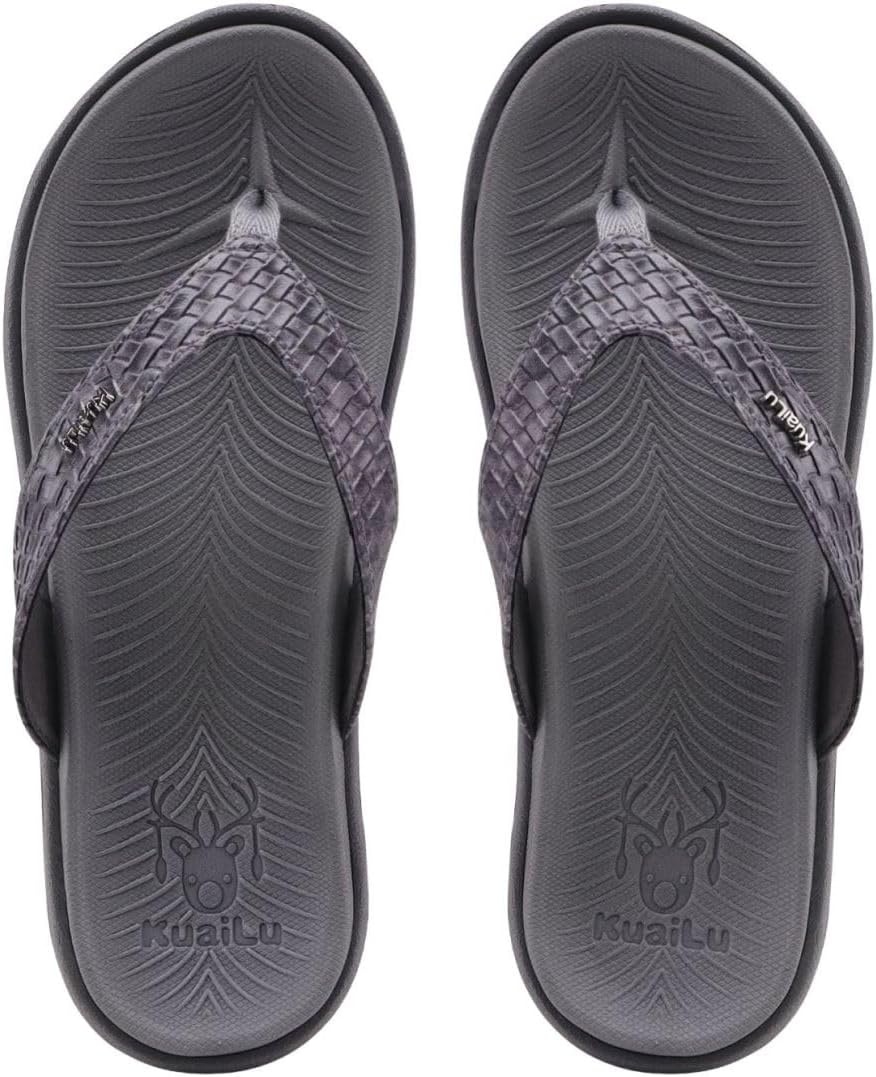 image:imageKuaiLu Womens Flip Flops Arch Support Yoga Mat Cushioned Thong SandalsElegant Grey