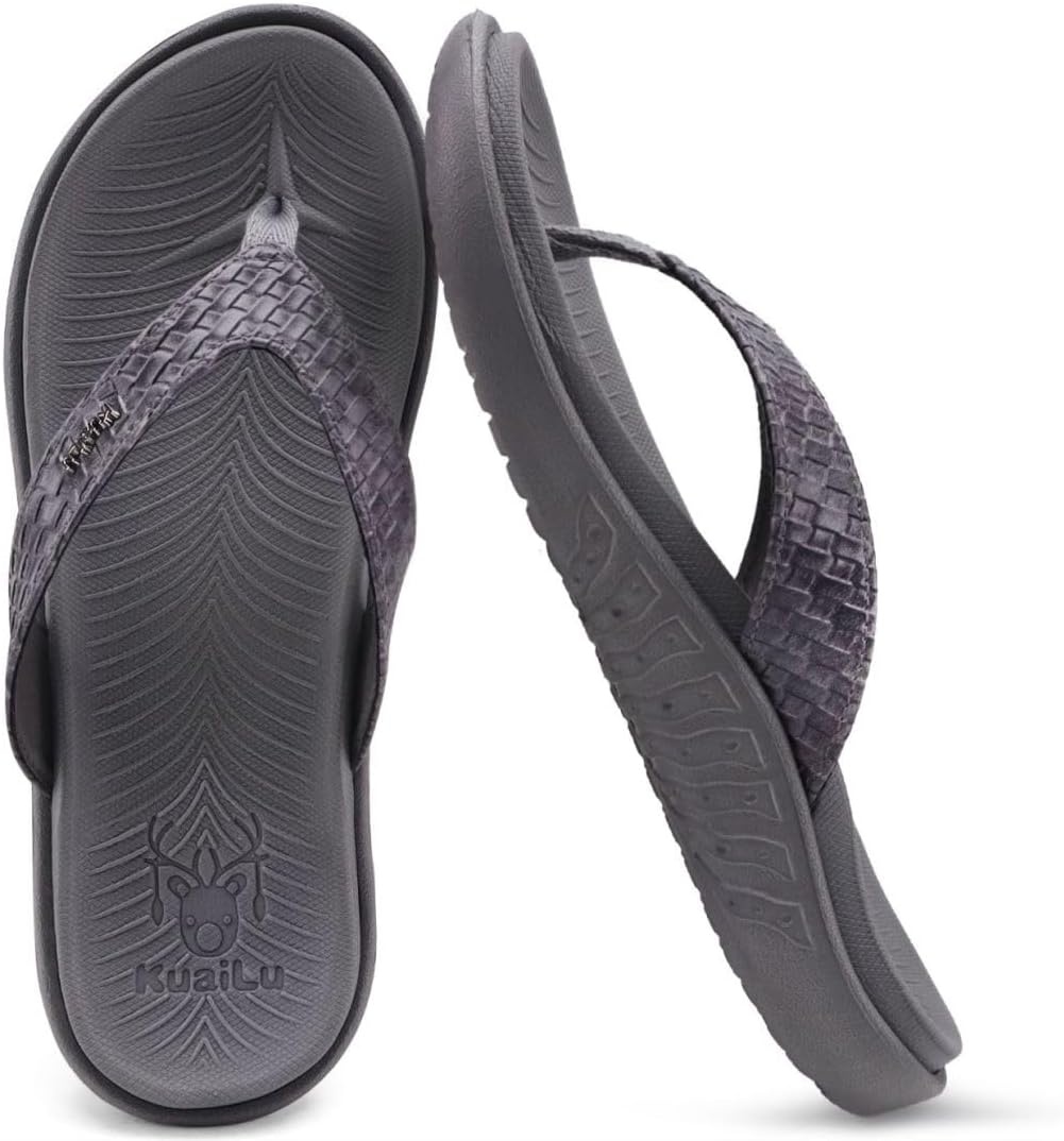 image:imageKuaiLu Womens Flip Flops Arch Support Yoga Mat Cushioned Thong SandalsElegant Grey