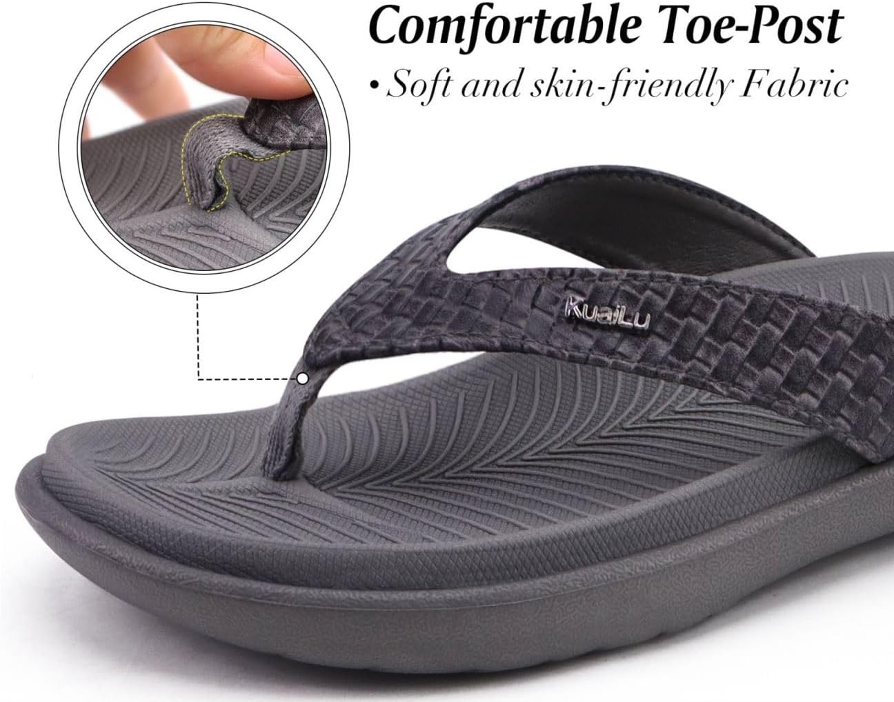 image:imageKuaiLu Womens Flip Flops Arch Support Yoga Mat Cushioned Thong SandalsElegant Grey