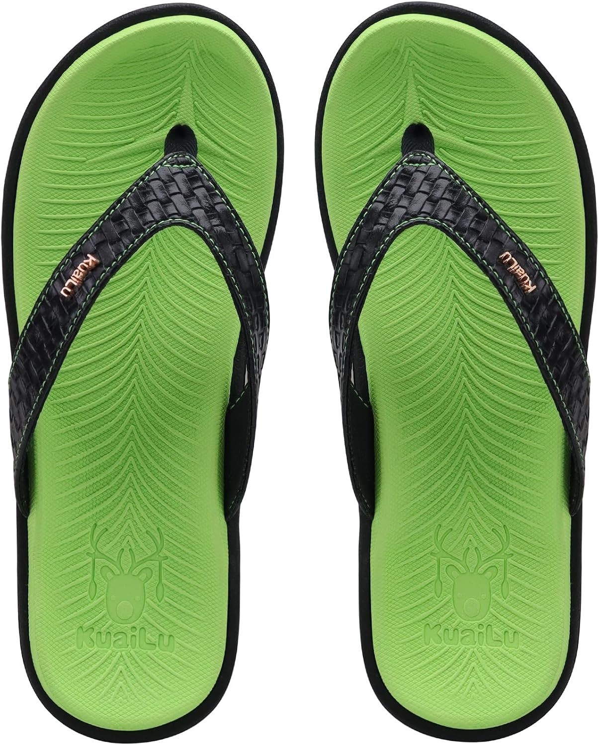 image:imageKuaiLu Womens Flip Flops Arch Support Yoga Mat Cushioned Thong SandalsGreen Black