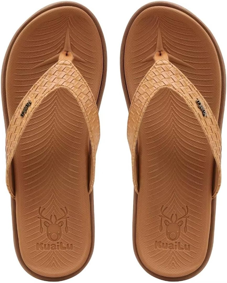 image:imageKuaiLu Womens Flip Flops Arch Support Yoga Mat Cushioned Thong SandalsKhaki
