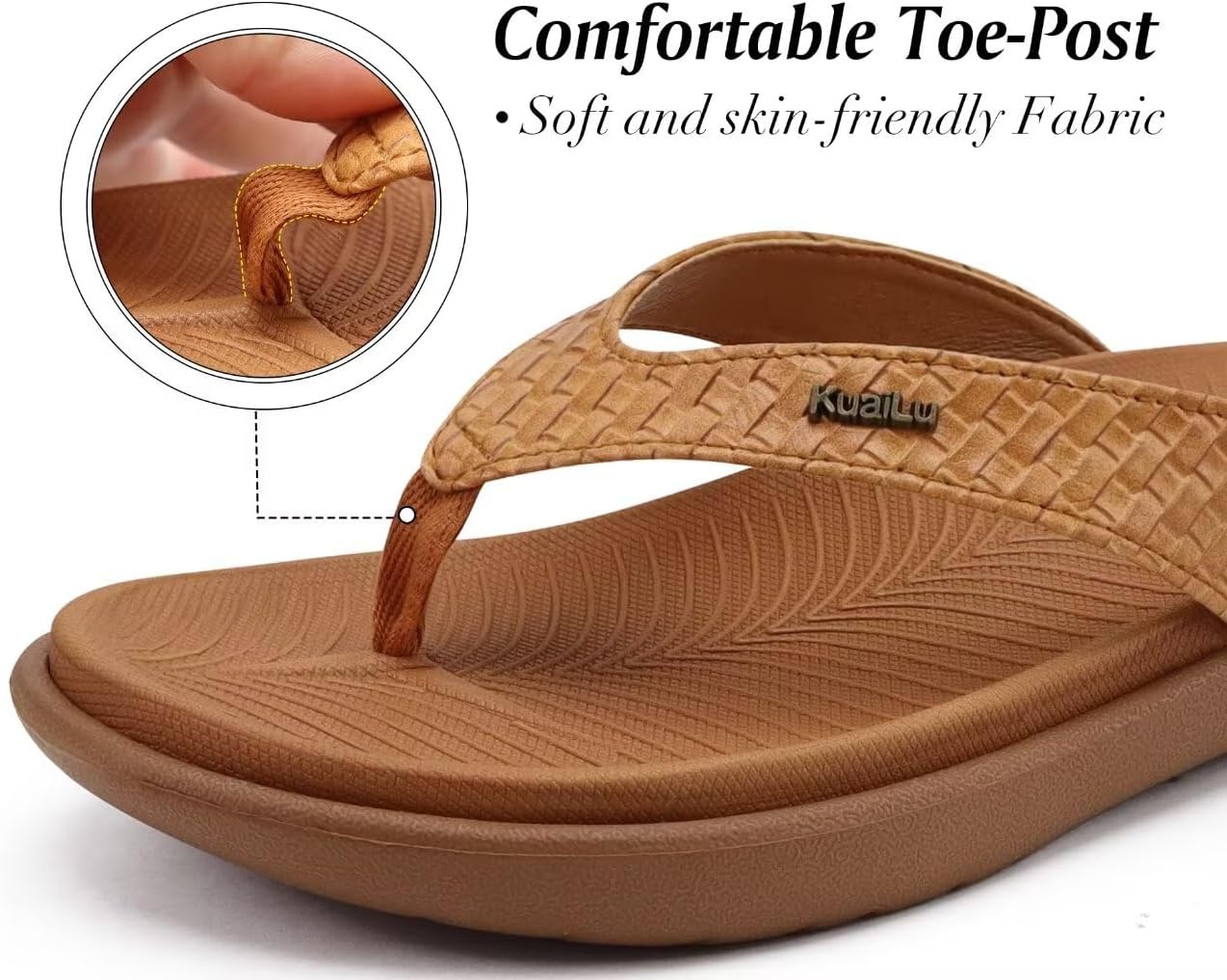 image:imageKuaiLu Womens Flip Flops Arch Support Yoga Mat Cushioned Thong SandalsKhaki