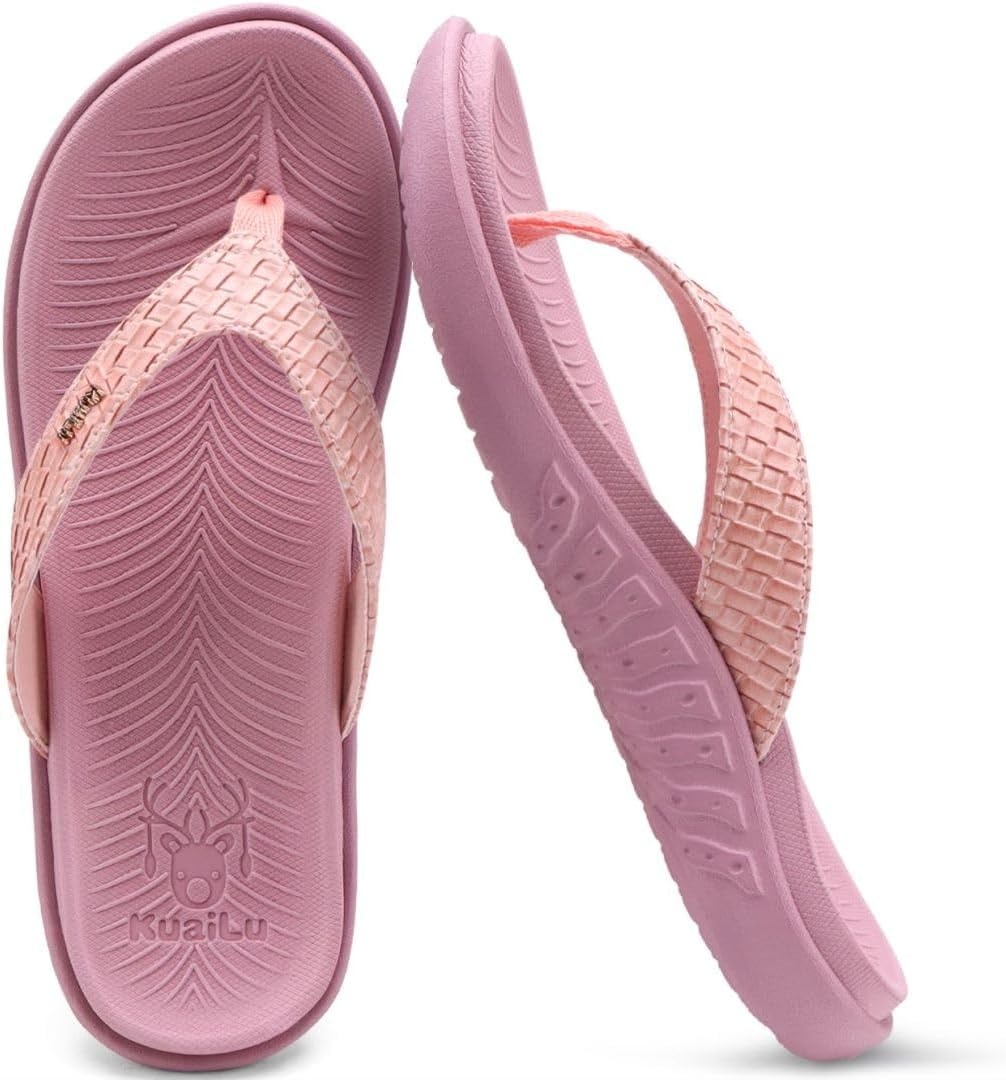 image:imageKuaiLu Womens Flip Flops Arch Support Yoga Mat Cushioned Thong SandalsLovely Pink
