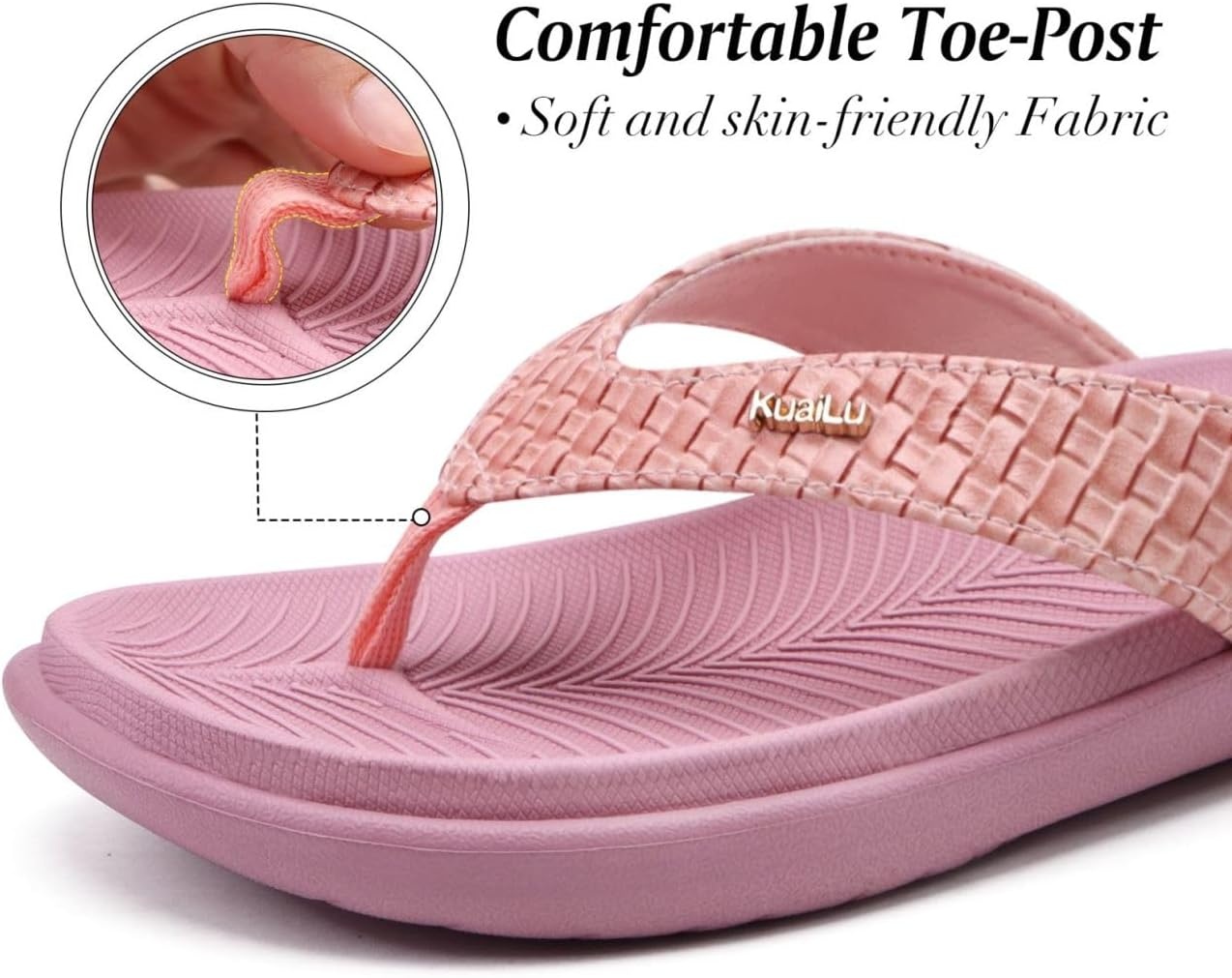 image:imageKuaiLu Womens Flip Flops Arch Support Yoga Mat Cushioned Thong SandalsLovely Pink