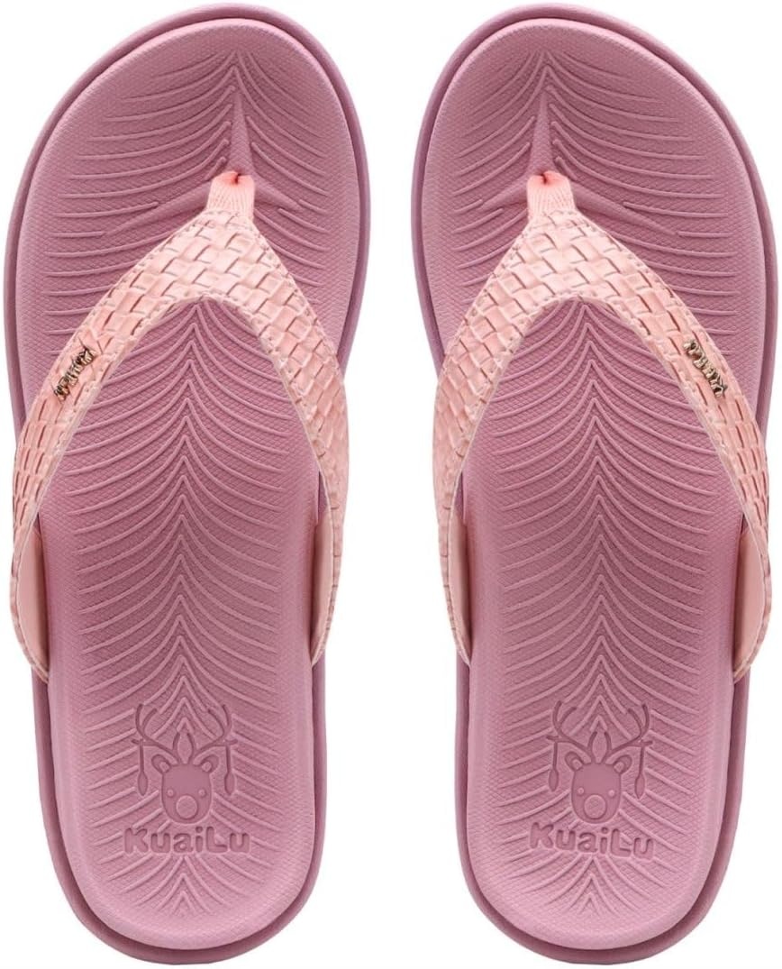 image:imageKuaiLu Womens Flip Flops Arch Support Yoga Mat Cushioned Thong SandalsLovely Pink