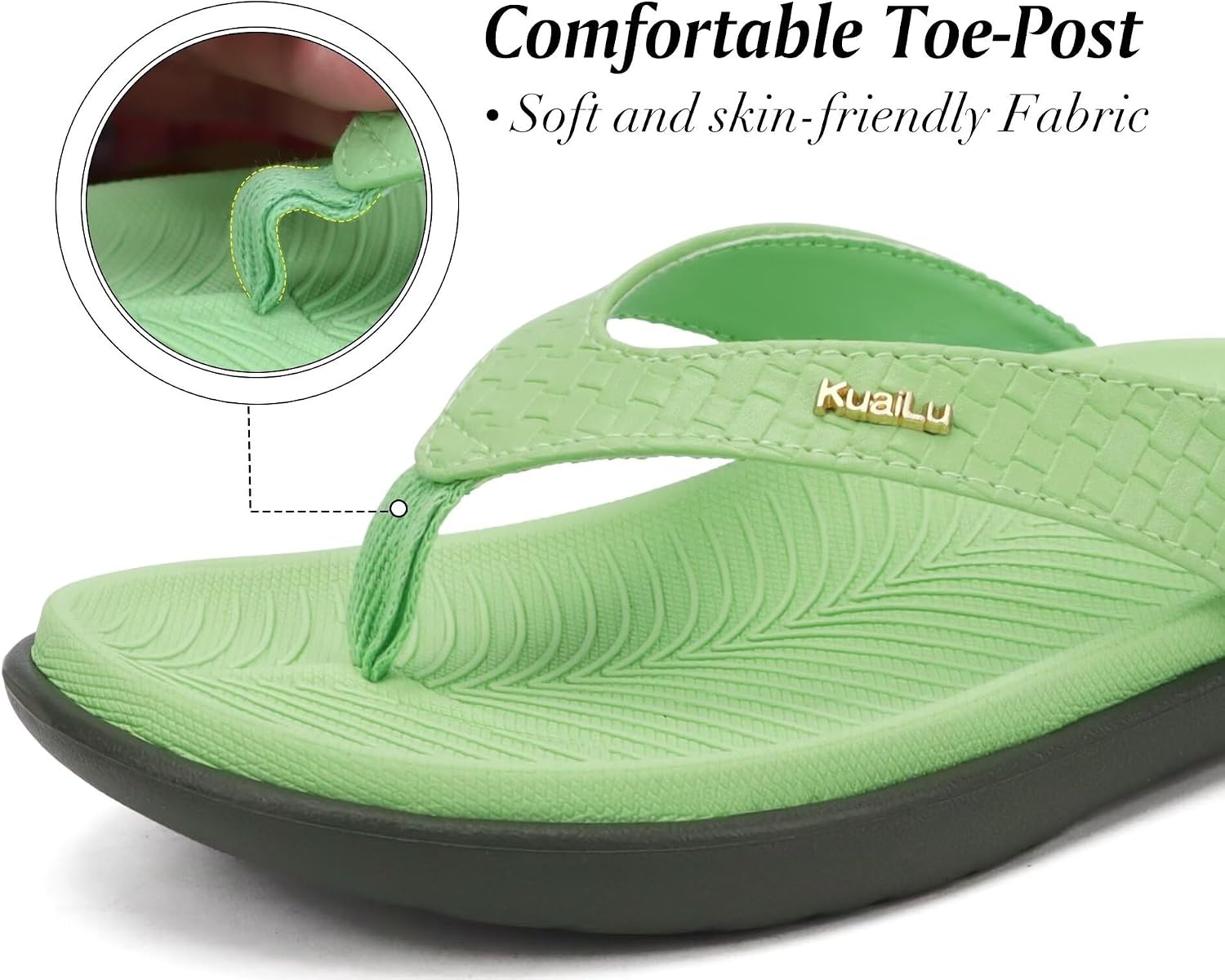 image:imageKuaiLu Womens Flip Flops Arch Support Yoga Mat Cushioned Thong SandalsMint Green