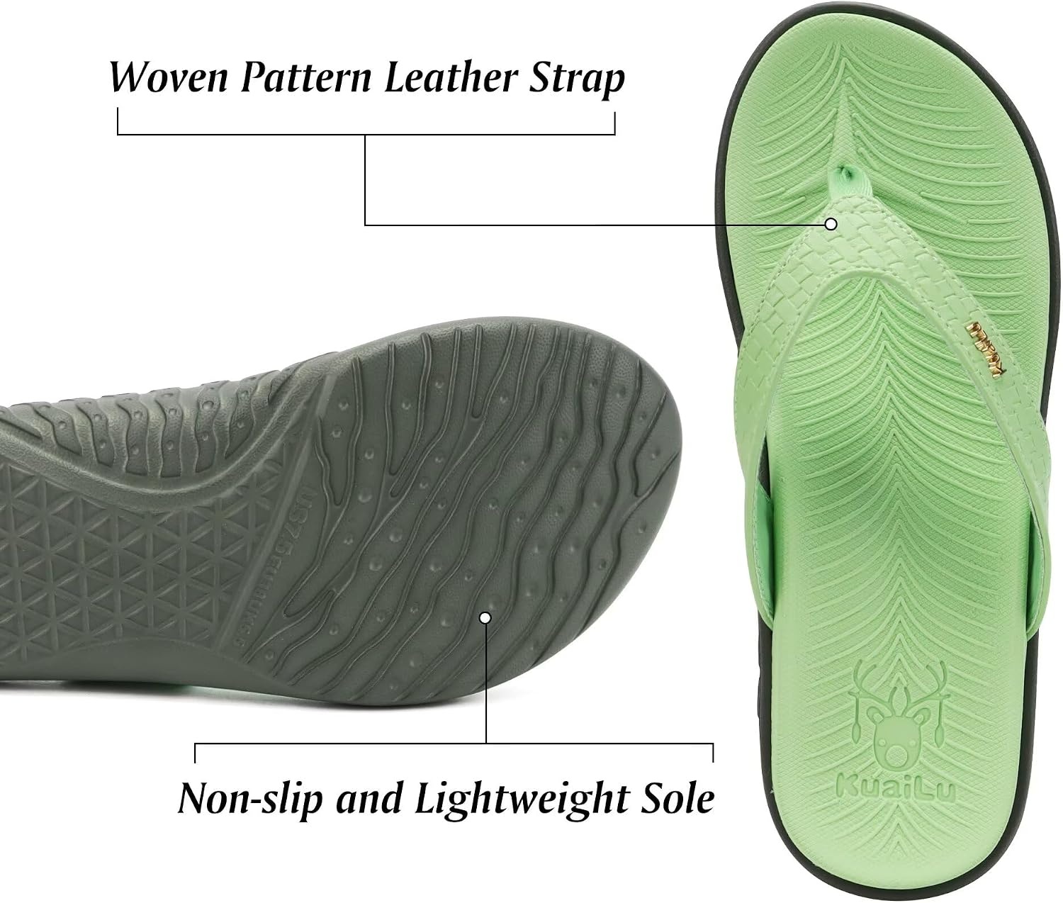 image:imageKuaiLu Womens Flip Flops Arch Support Yoga Mat Cushioned Thong SandalsMint Green