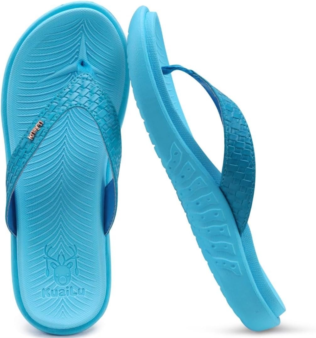 image:imageKuaiLu Womens Flip Flops Arch Support Yoga Mat Cushioned Thong SandalsPure Blue