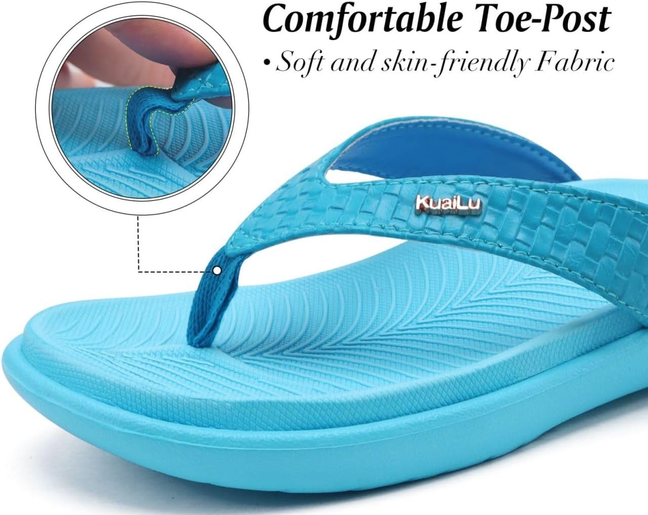 image:imageKuaiLu Womens Flip Flops Arch Support Yoga Mat Cushioned Thong SandalsPure Blue