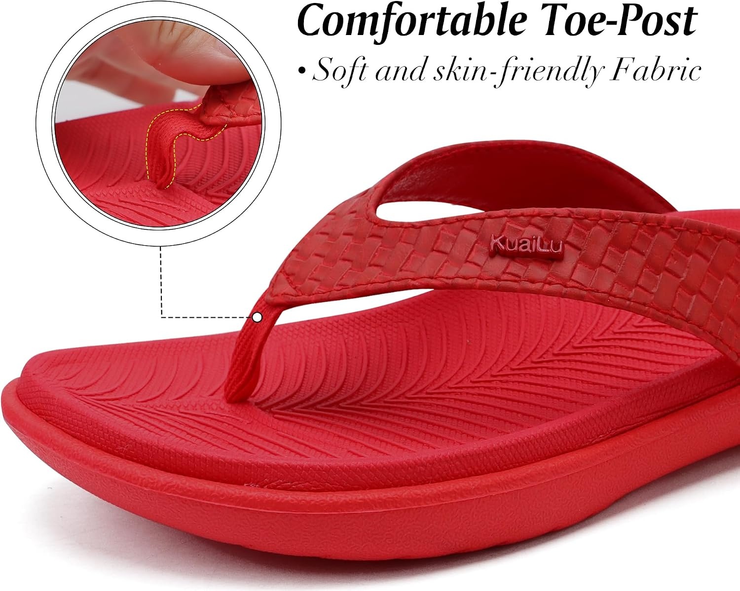 image:imageKuaiLu Womens Flip Flops Arch Support Yoga Mat Cushioned Thong SandalsPure Red