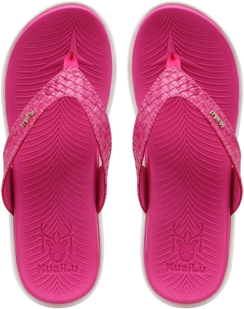 image:imageKuaiLu Womens Flip Flops Arch Support Yoga Mat Cushioned Thong SandalsRose White