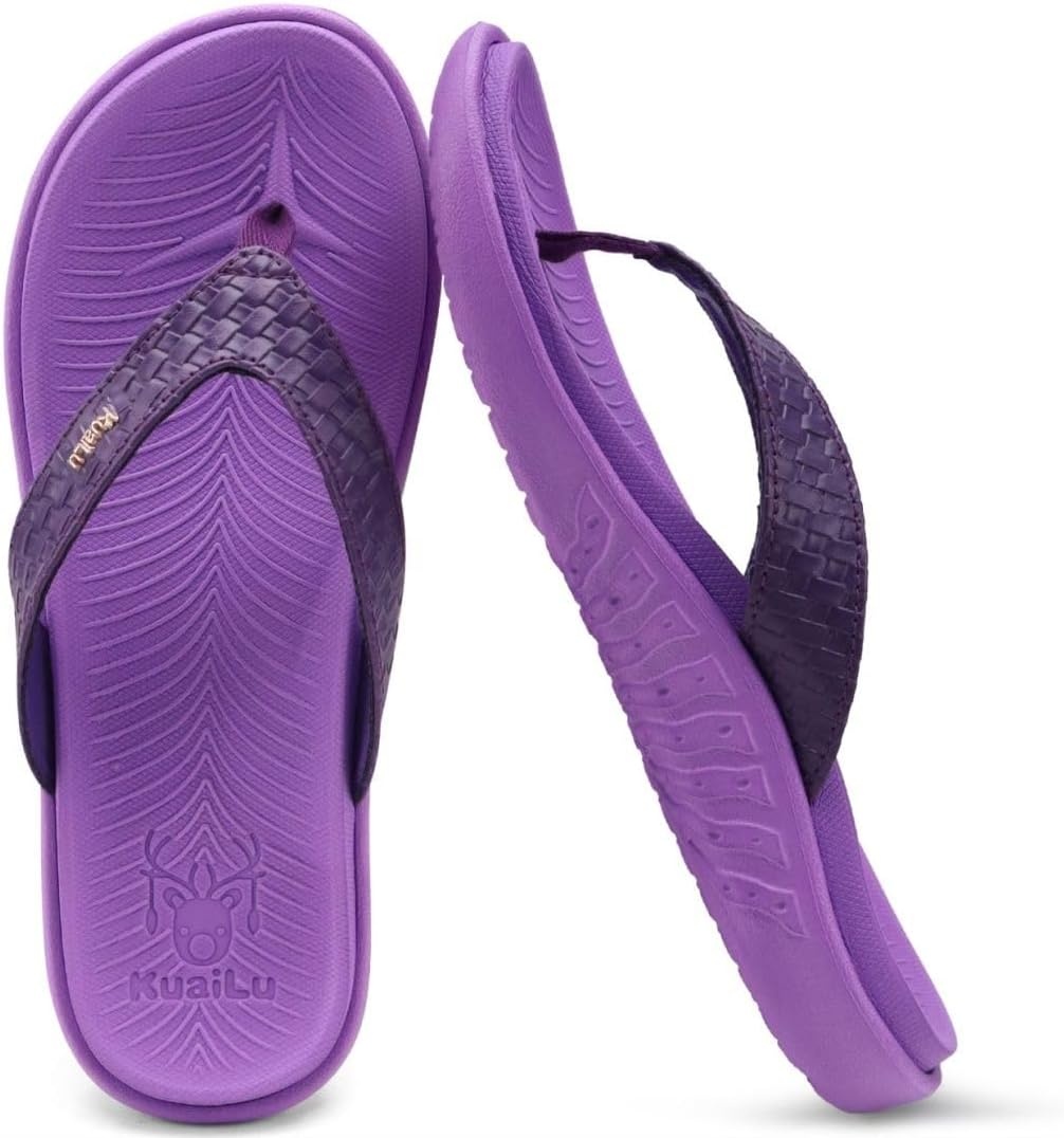 image:imageKuaiLu Womens Flip Flops Arch Support Yoga Mat Cushioned Thong SandalsViolet Purple