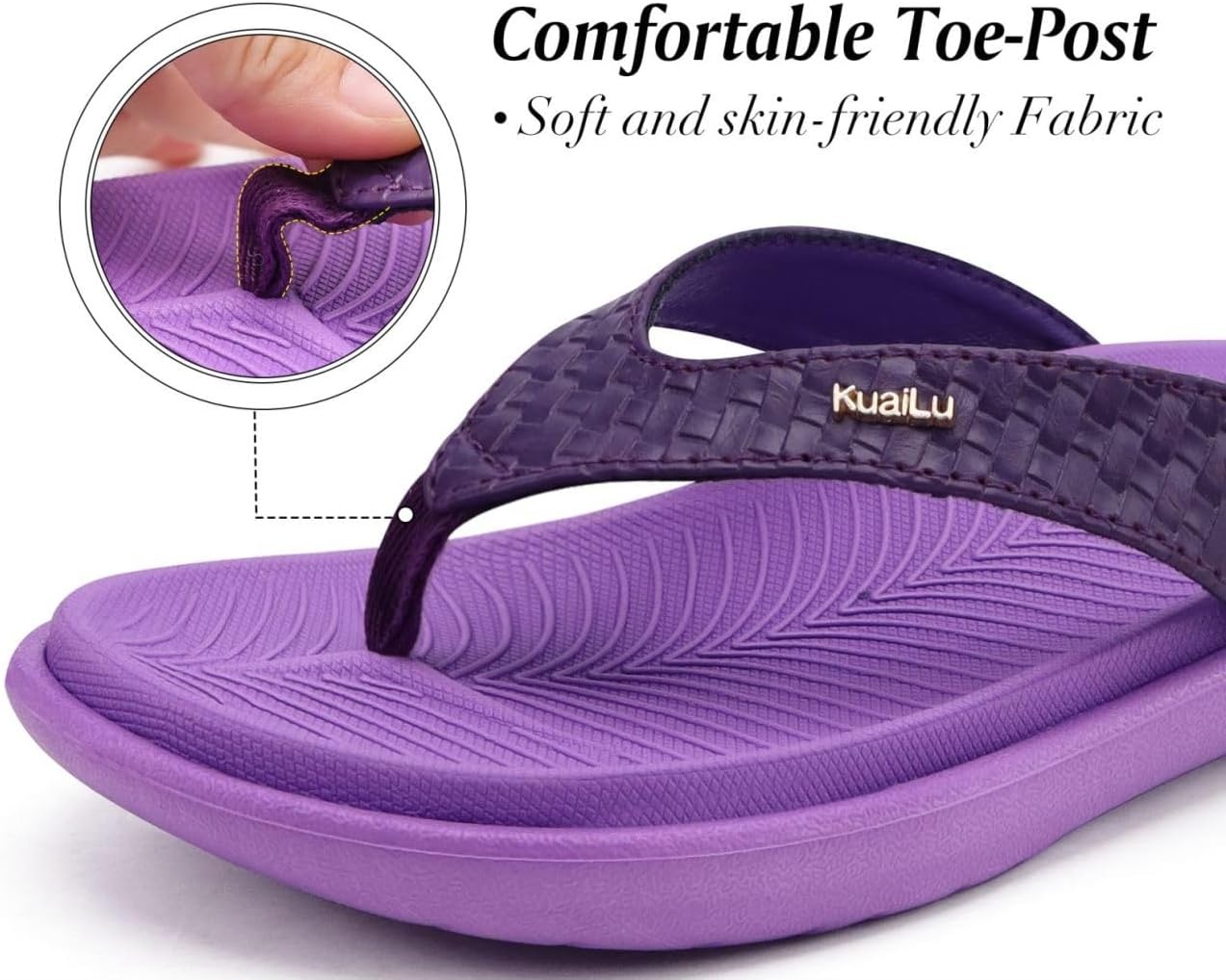 image:imageKuaiLu Womens Flip Flops Arch Support Yoga Mat Cushioned Thong SandalsViolet Purple